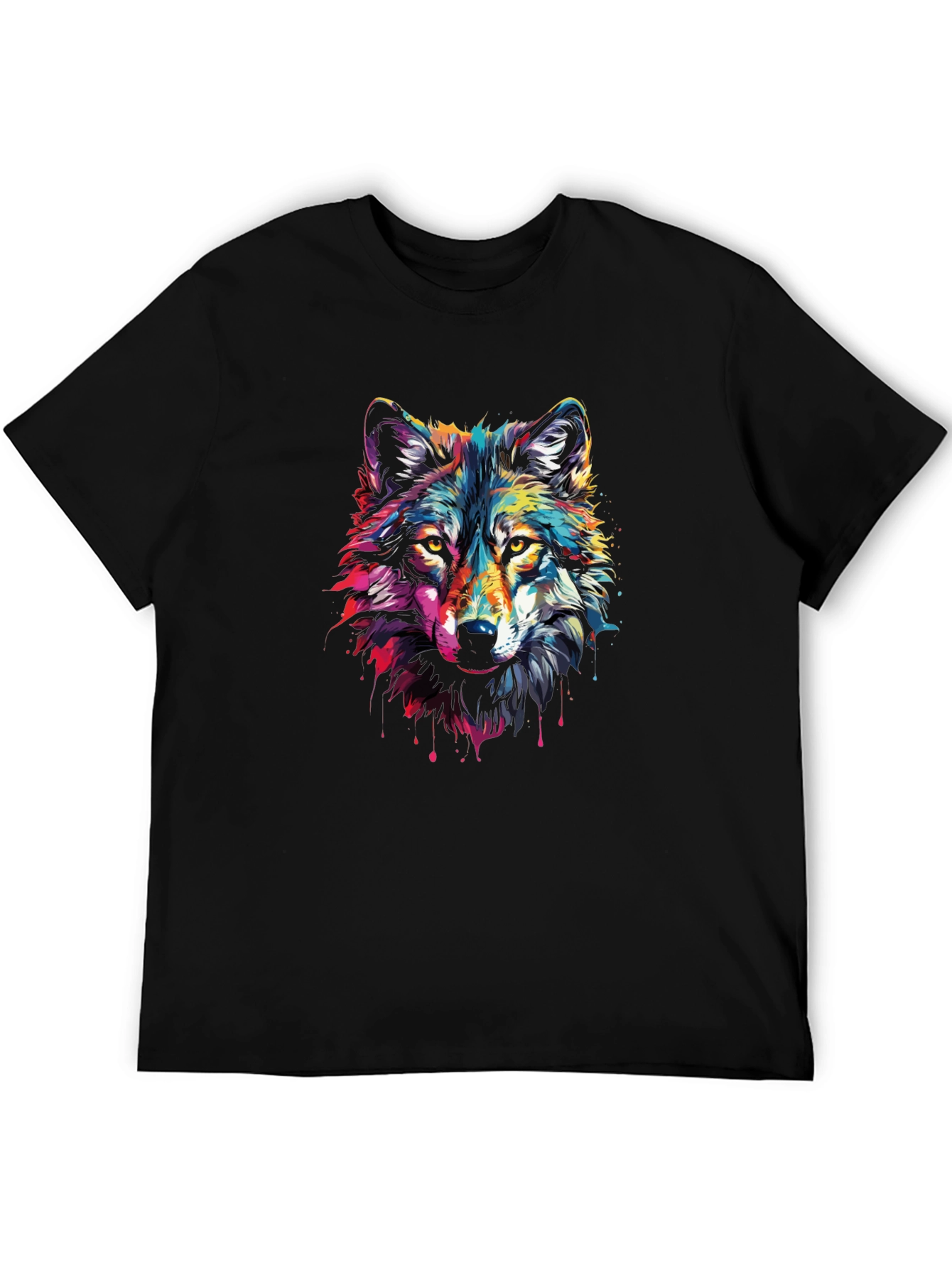 Black Vivid Wolf Graphic T-Shirt - Stylish Men's Tee view 5