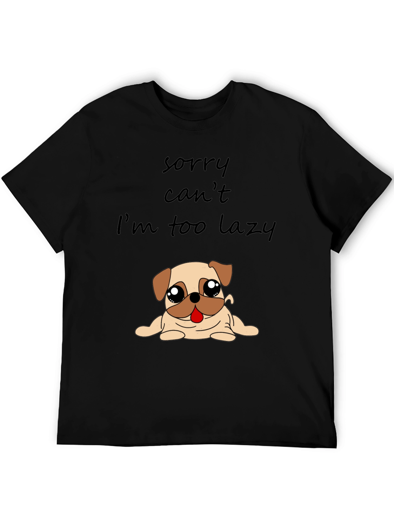 Black Lazy Pug Graphic T-Shirt - Funny Dog Lover Tee view 5