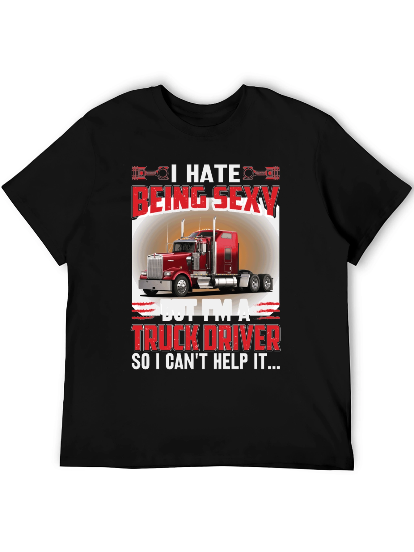 Black Funny Truck Driver Graphic T-Shirt view 5