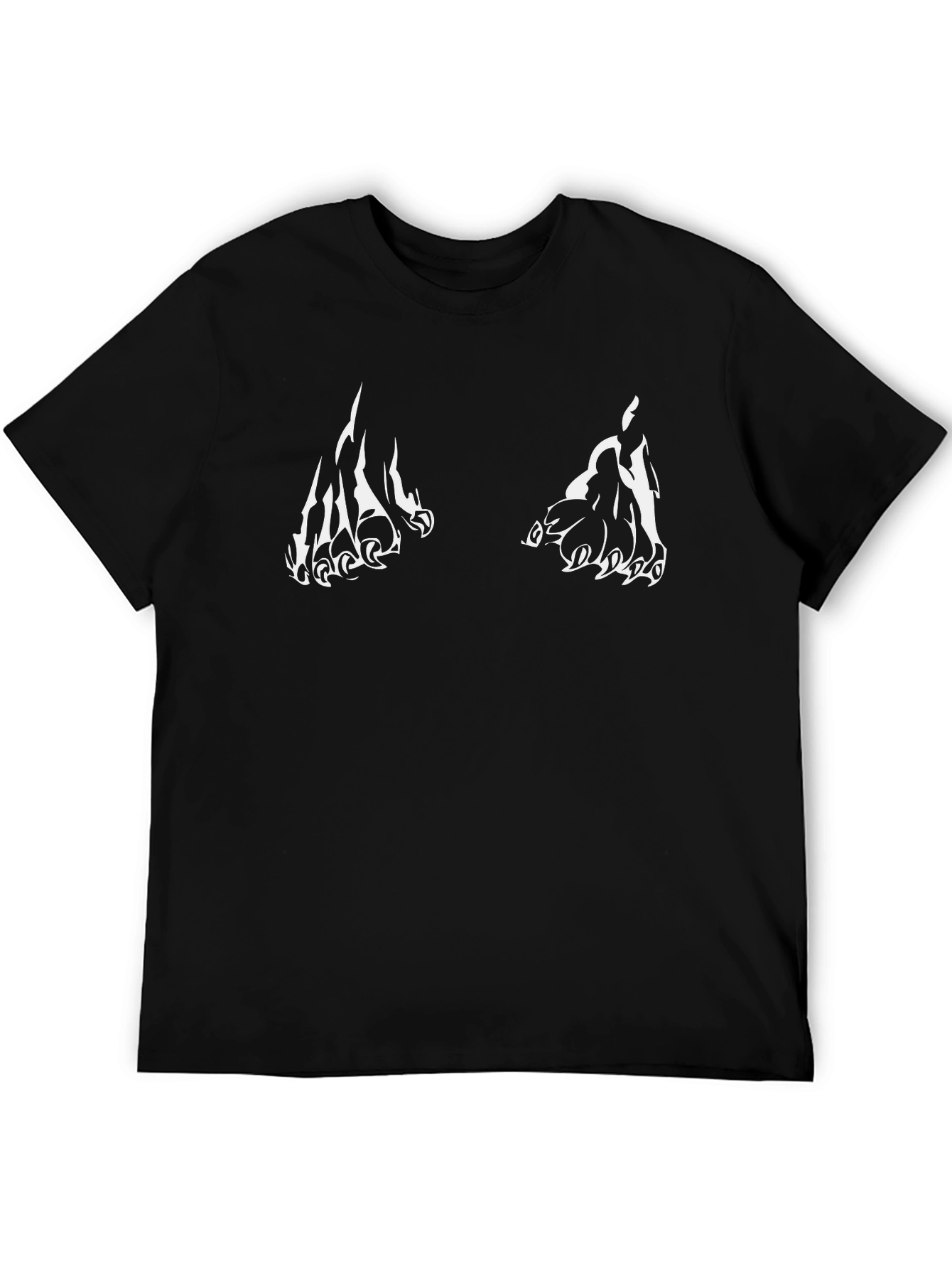 Black Men's Black T-Shirt with White Claw Print view 5