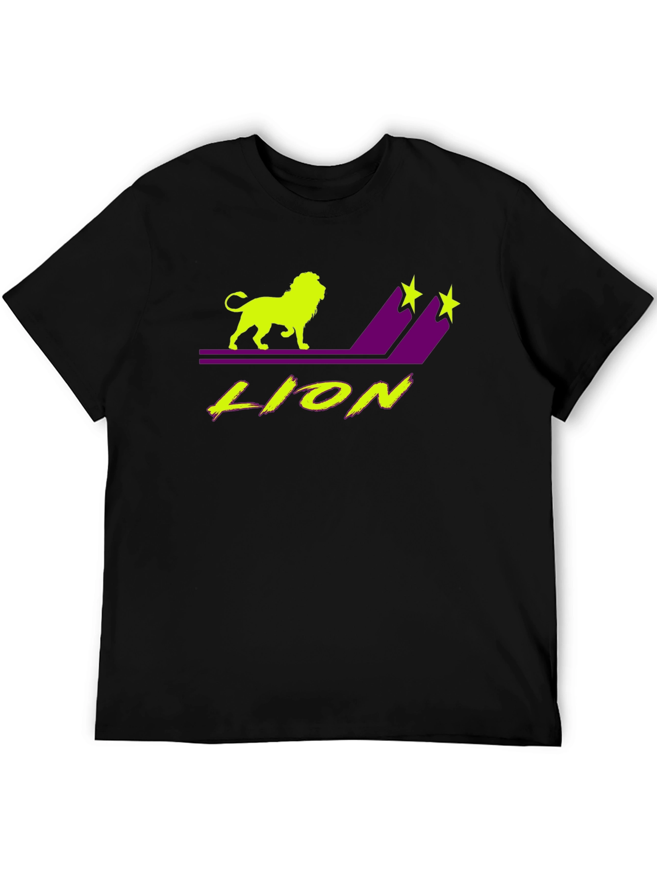 Black Lion Graphic T-Shirt - Black Tee with Neon Design view 5