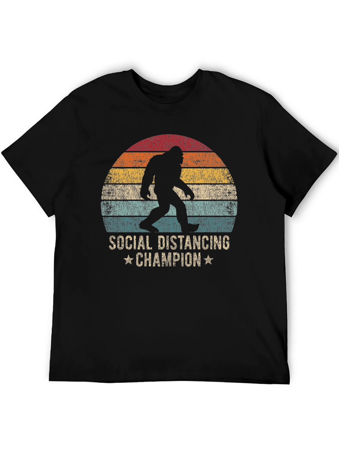 Black Social Distancing Champion Bigfoot T-Shirt view 5