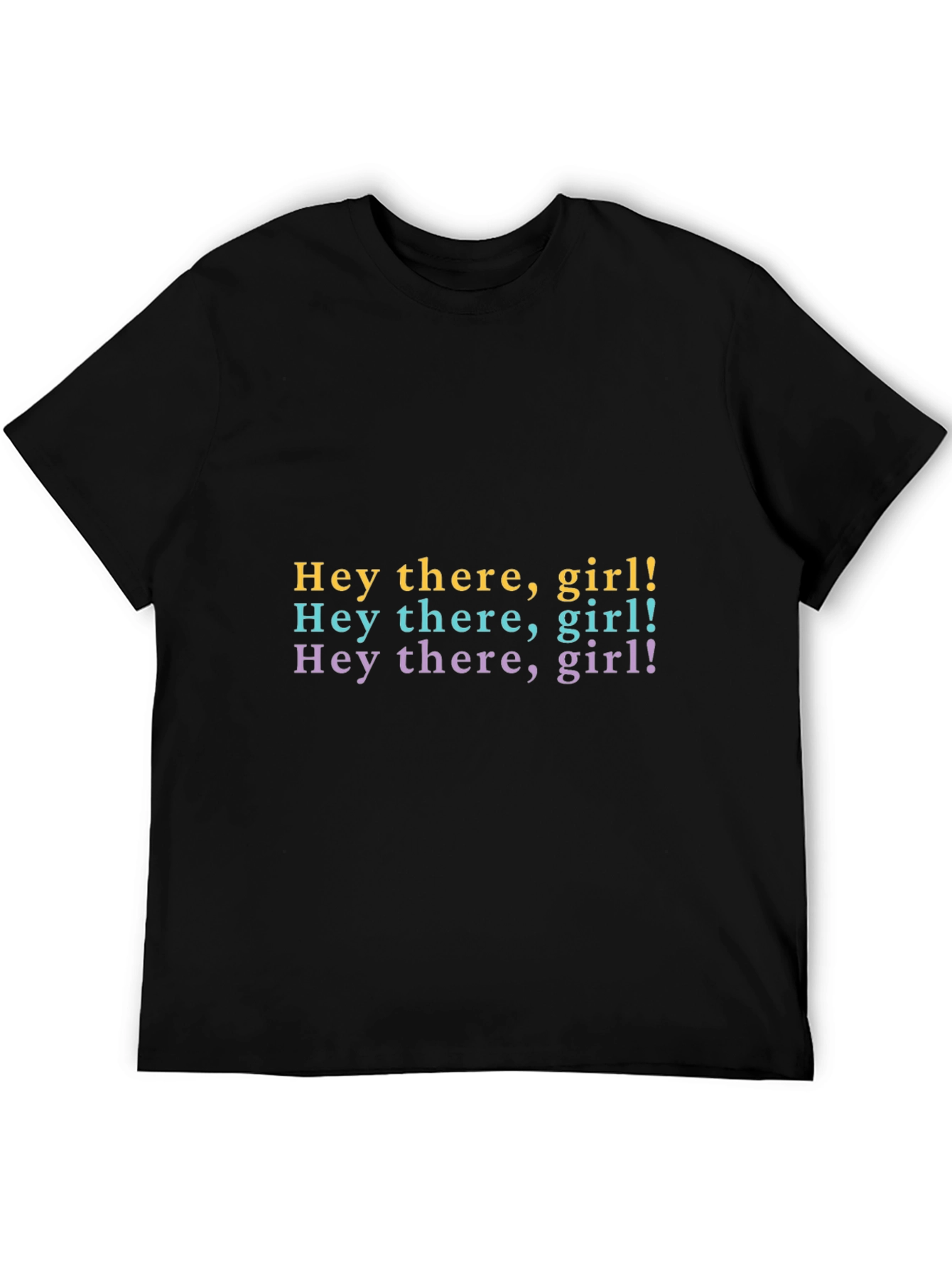Black Hey There Girl! Tri-Color Graphic Tee view 5