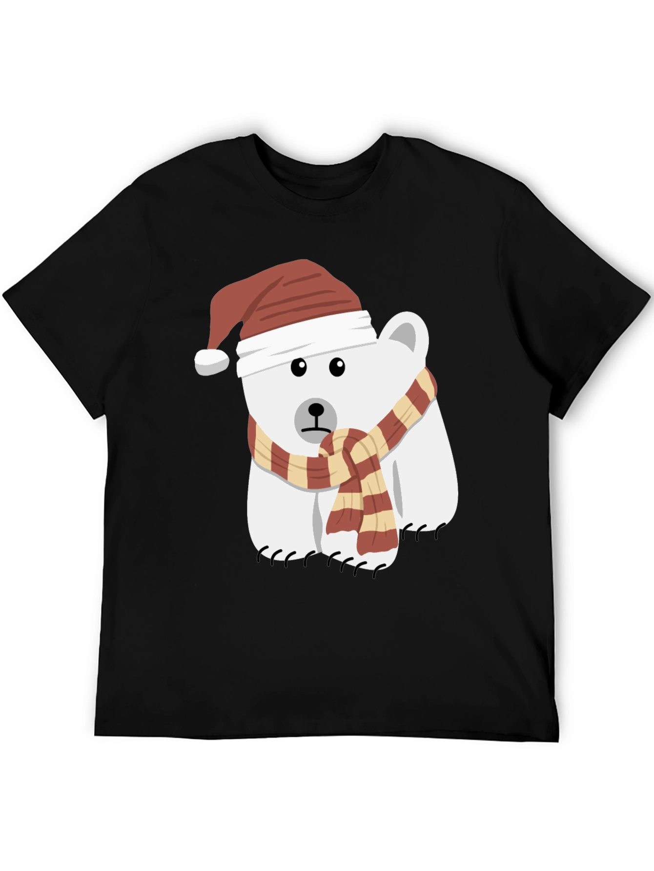 Black Festive Polar Bear Graphic Tee view 5