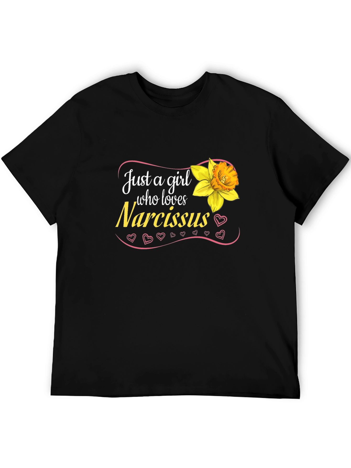 Black Narcissus Flower Girl's T-Shirt - Cute Floral Tee view 5