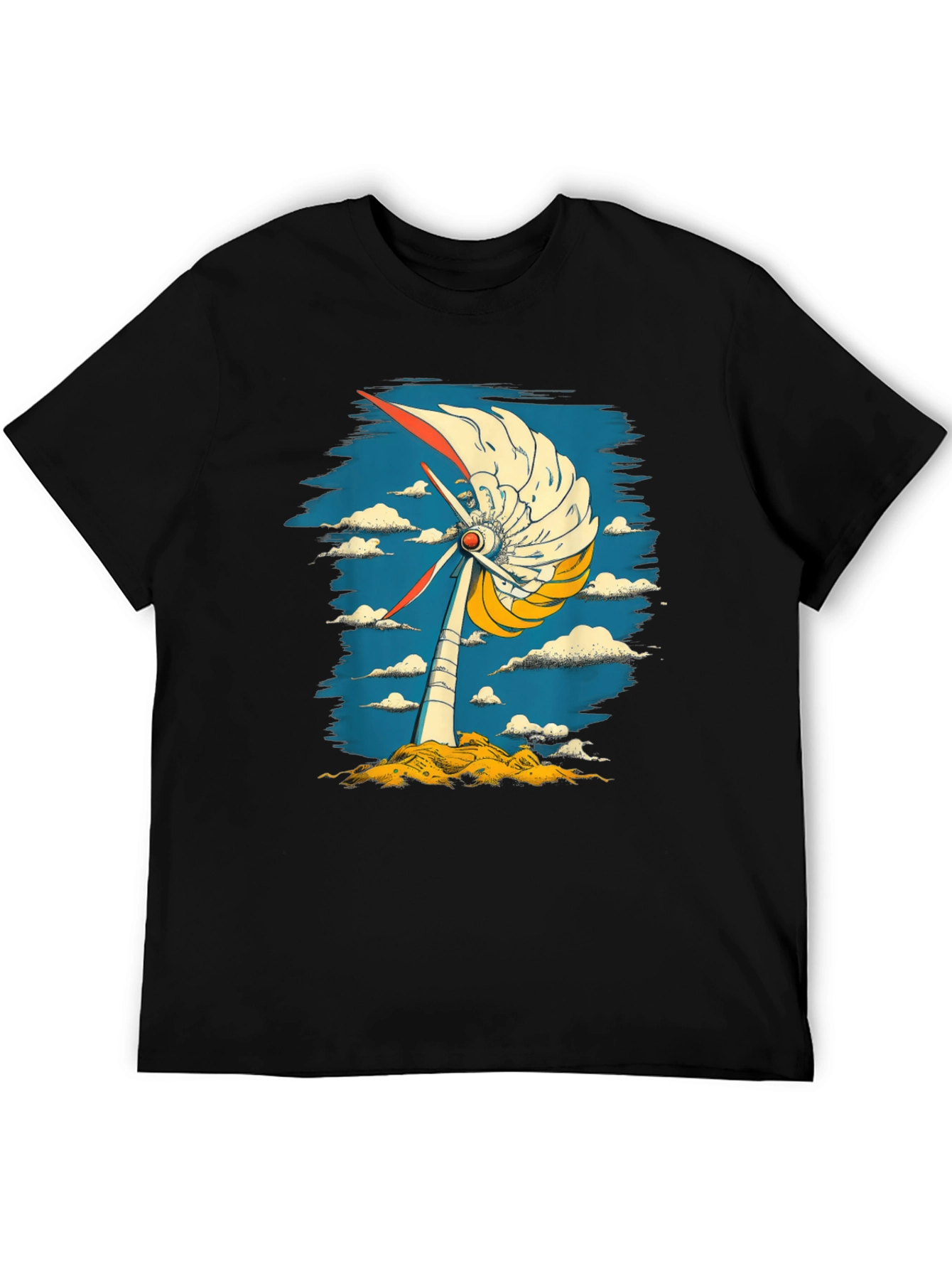 Black Abstract Windmill Graphic Tee - Modern Art Style view 5