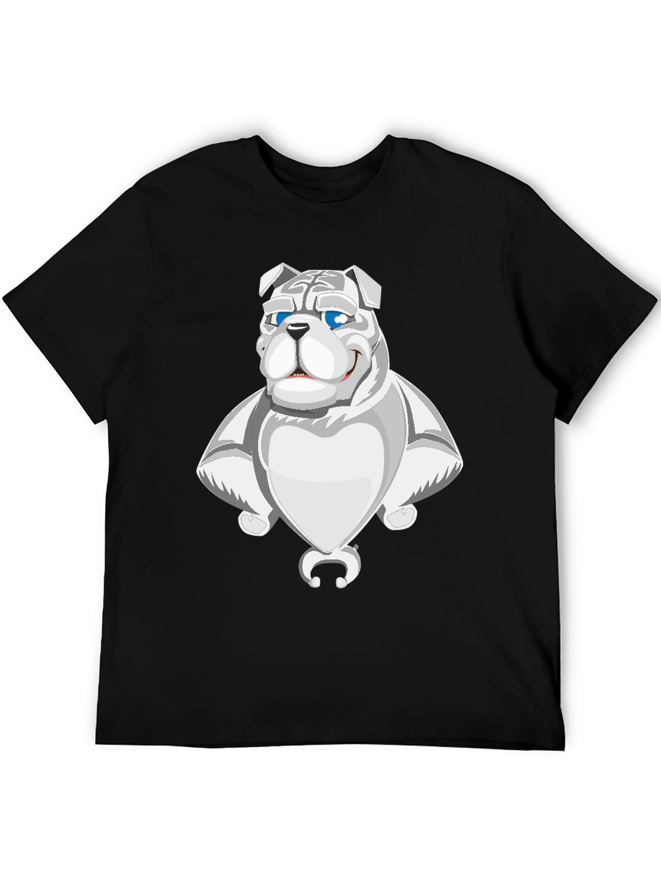 Black Cool Bulldog Graphic Tee - Black Cotton Blend view 5