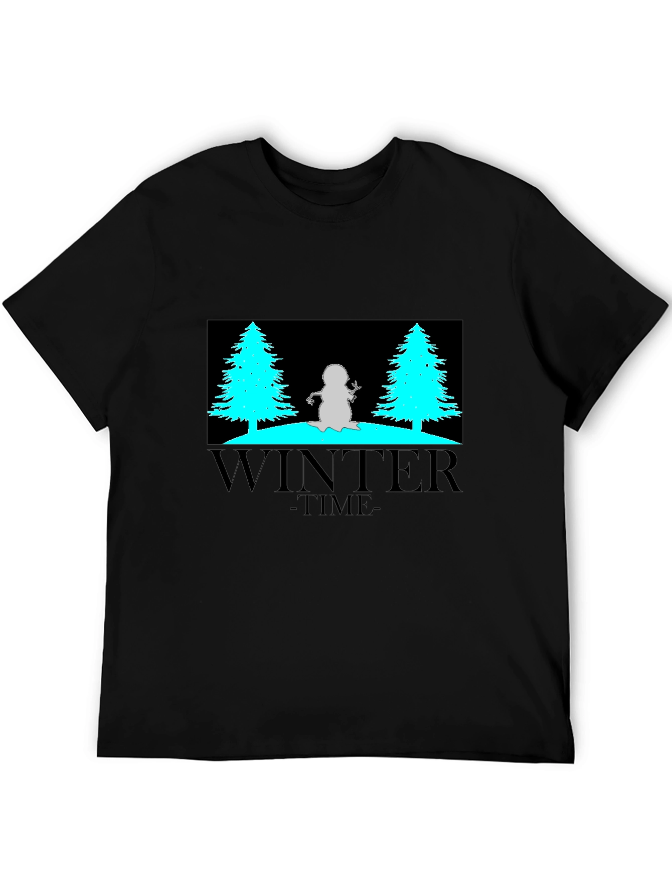 Black Winter Time Graphic Tee - Black Cotton Blend view 5
