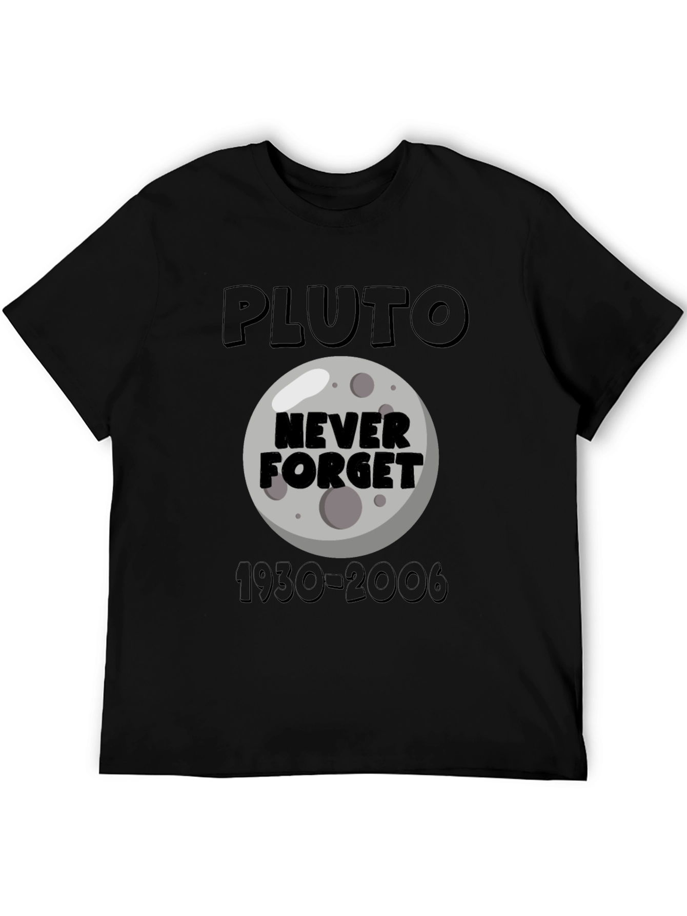 Black Pluto Never Forget Graphic T-Shirt view 5