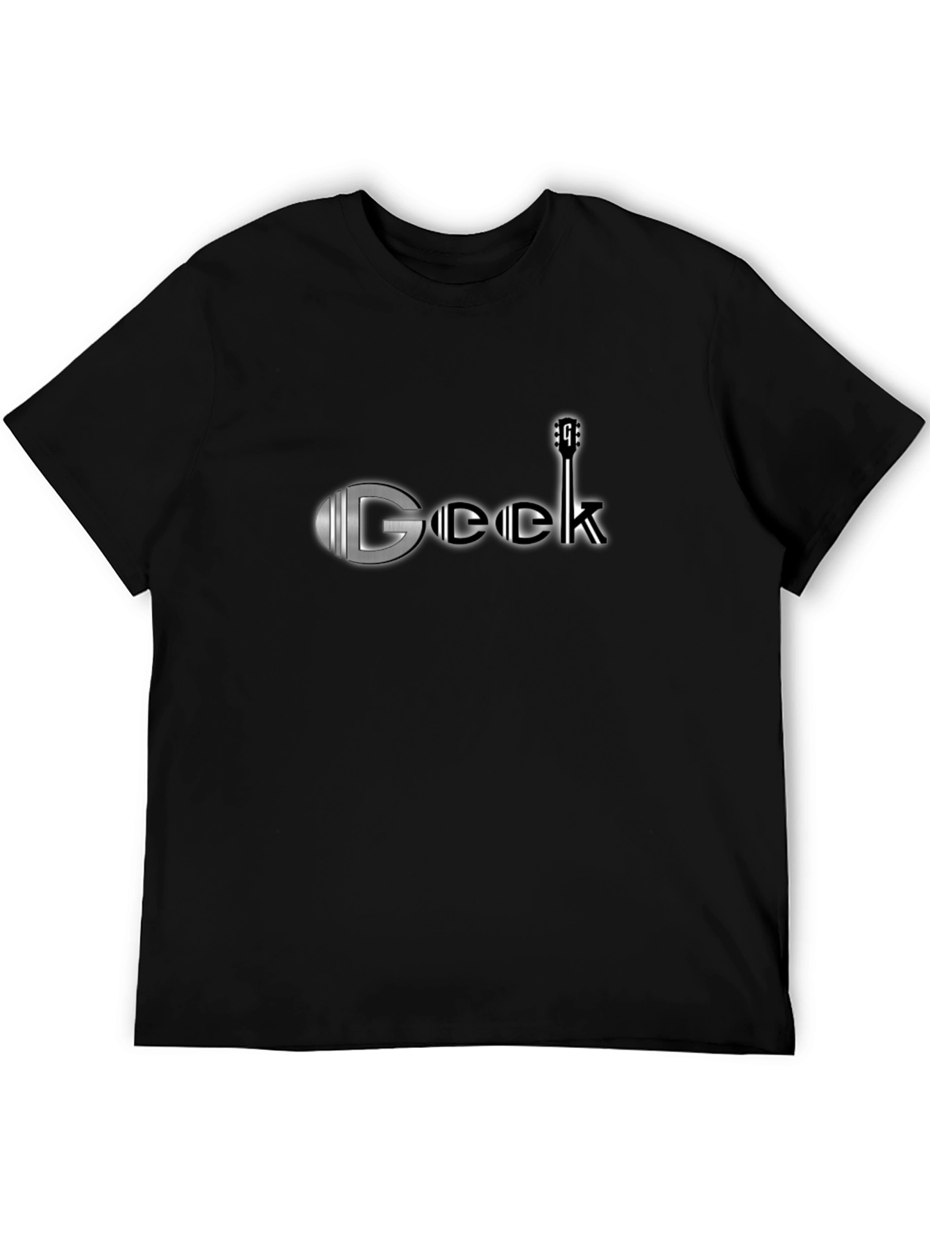 Black Geek Guitar T-Shirt - Black Cotton Blend view 5