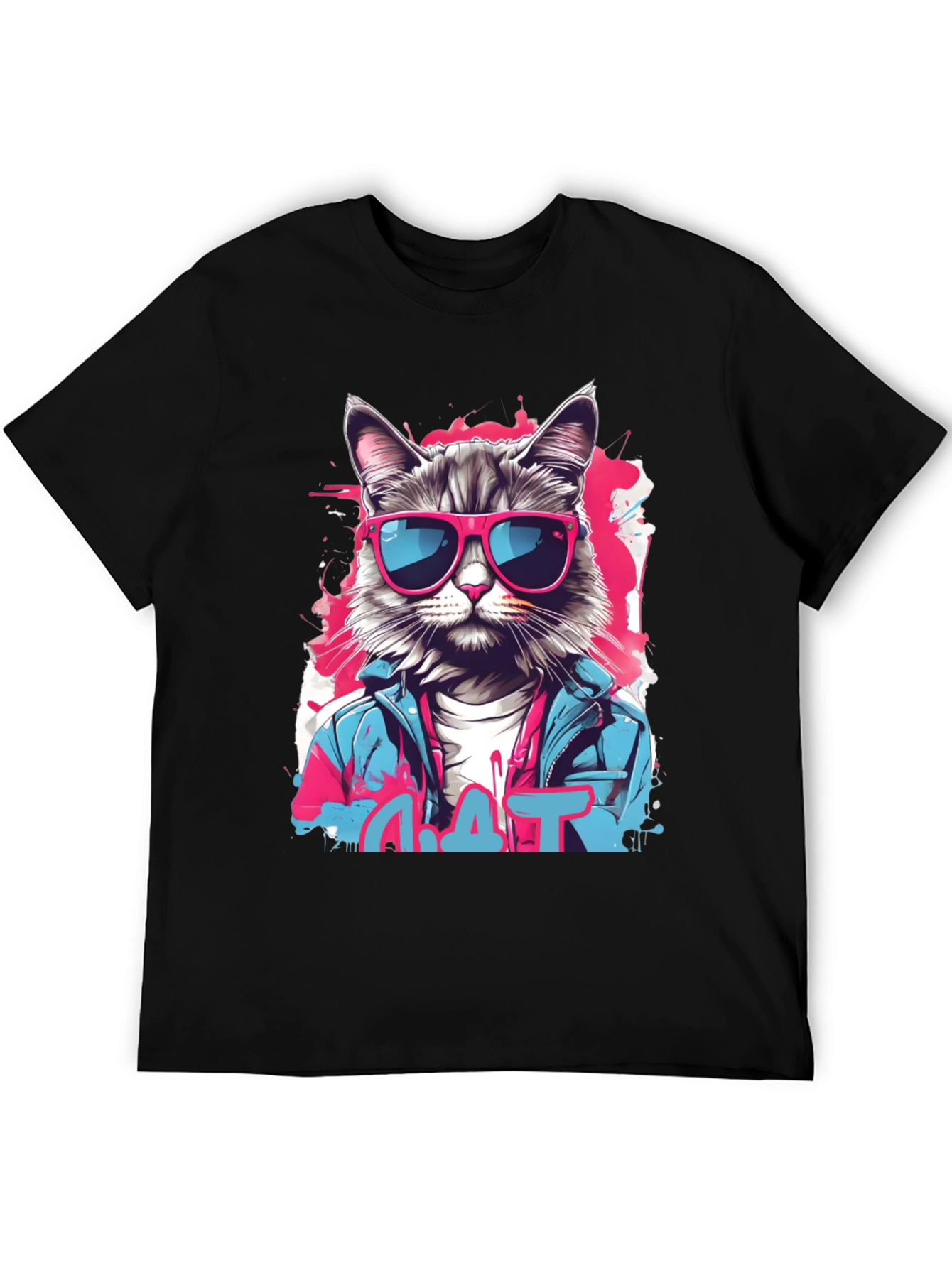 Black Cool Cat Graphic T-Shirt view 5