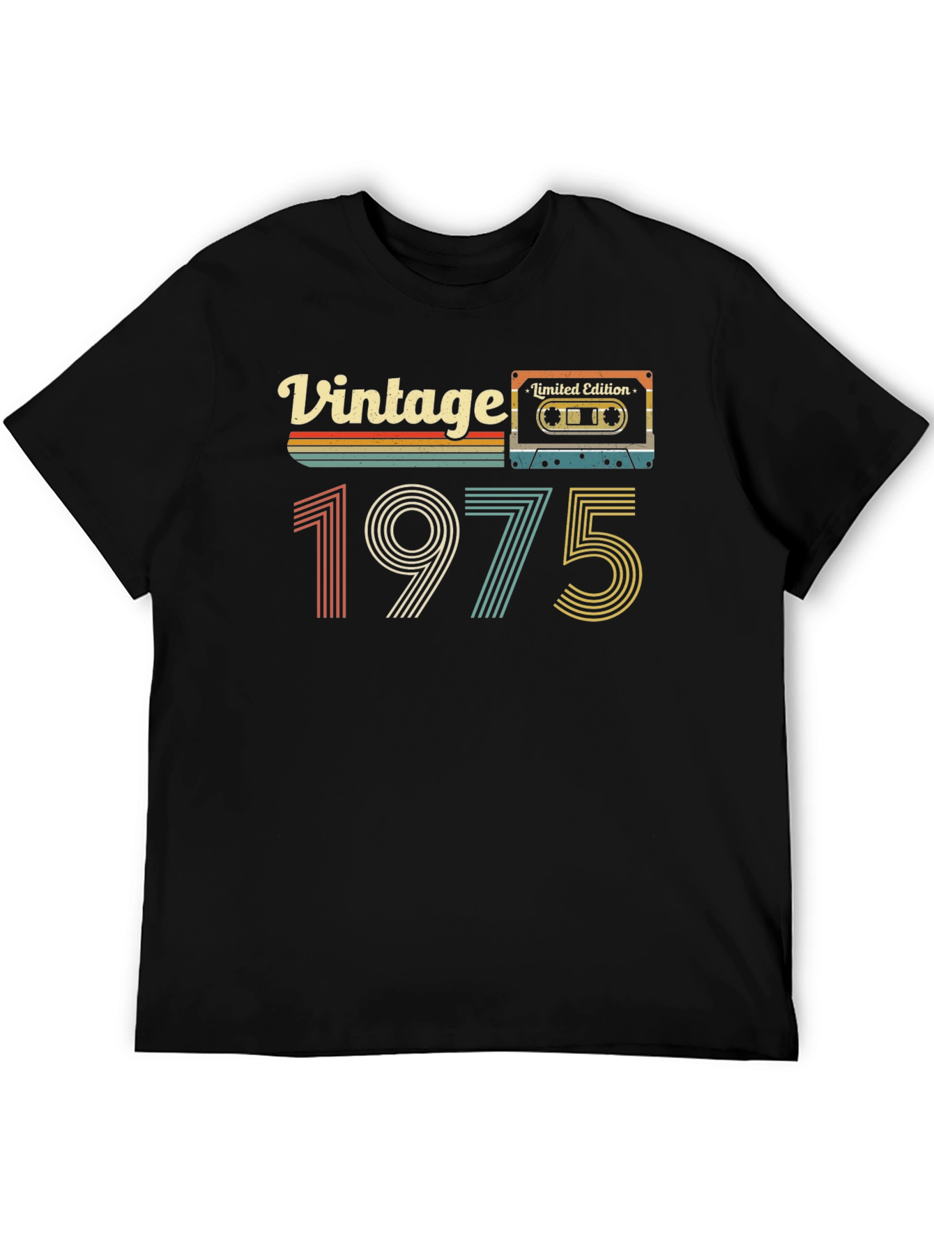 Black Vintage 1975 Cassette Tape T-Shirt - Limited Edition view 5
