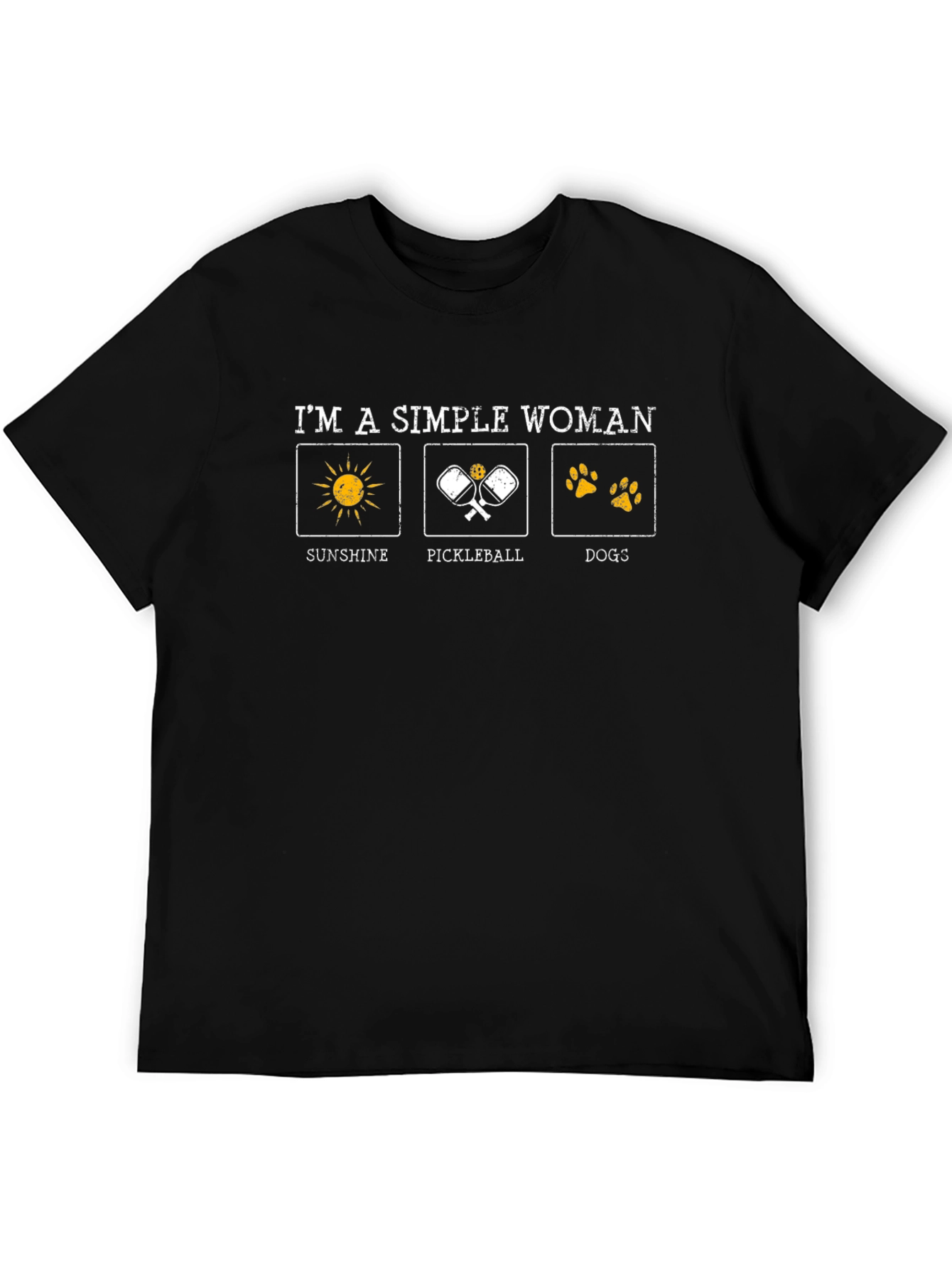 Black Simple Woman Sunshine Pickleball Dogs T-Shirt view 5