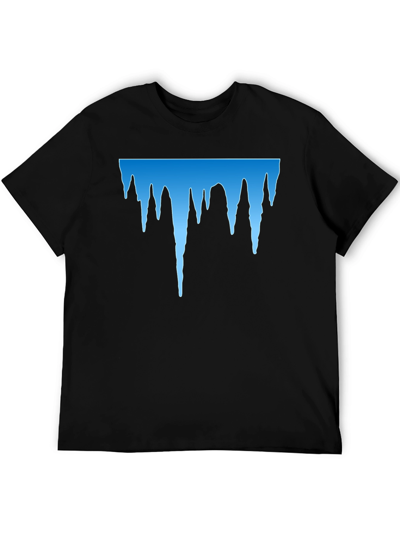 Black Icy Blue Drip Graphic Black T-Shirt view 5