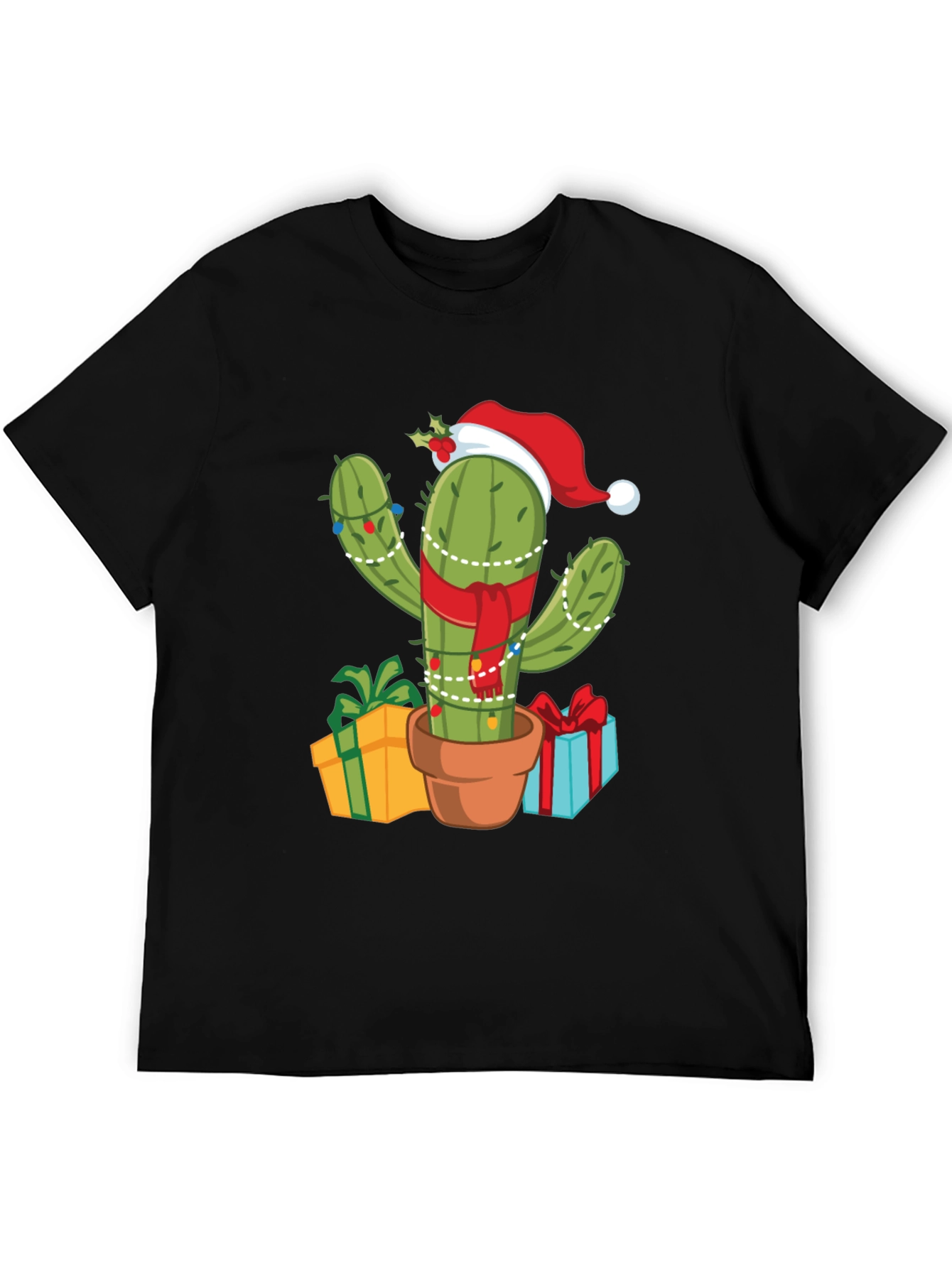 Black Festive Cactus Tee - Holiday Style! view 5