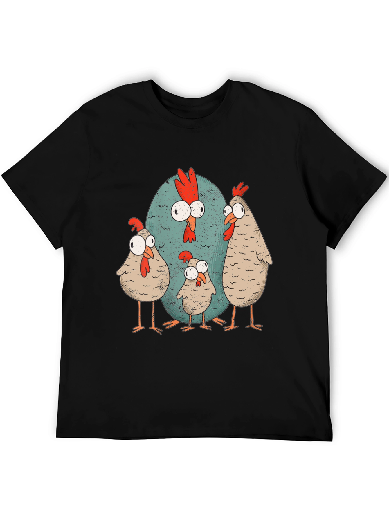 Black Funny Chicken Graphic Tee - Quirky Cartoon Design view 5