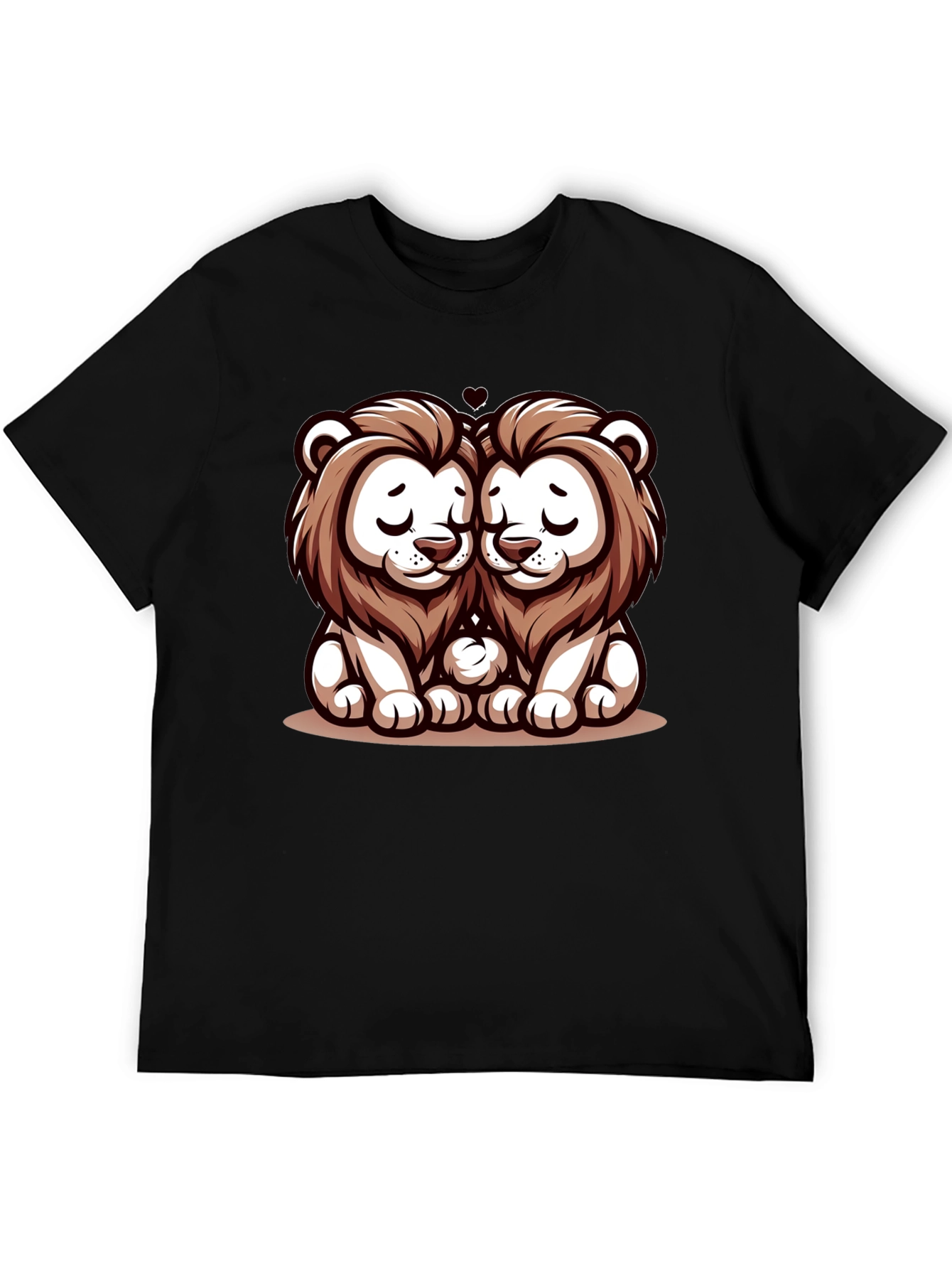 Black Cute Lion Love T-Shirt view 5