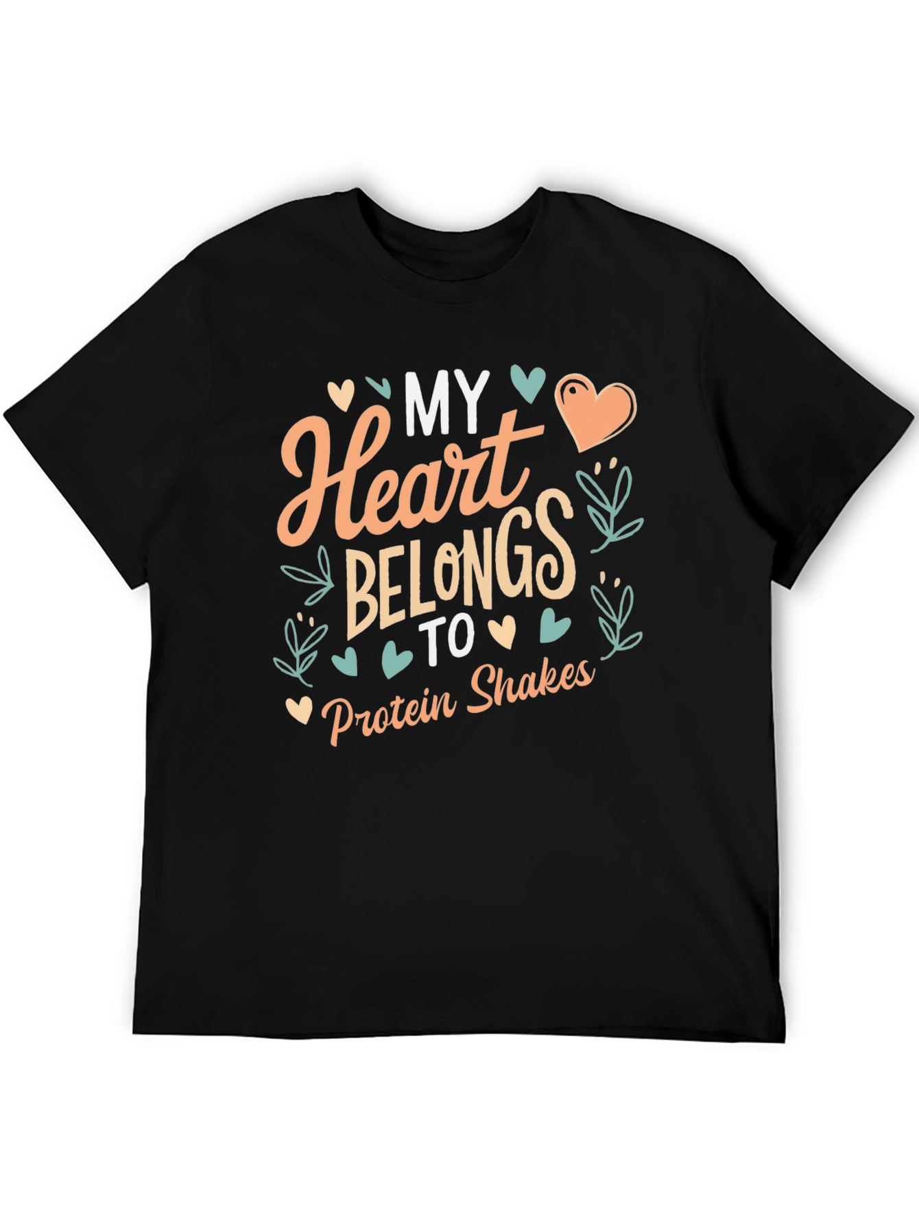 Black My Heart Belongs to Protein Shakes Graphic Tee view 5