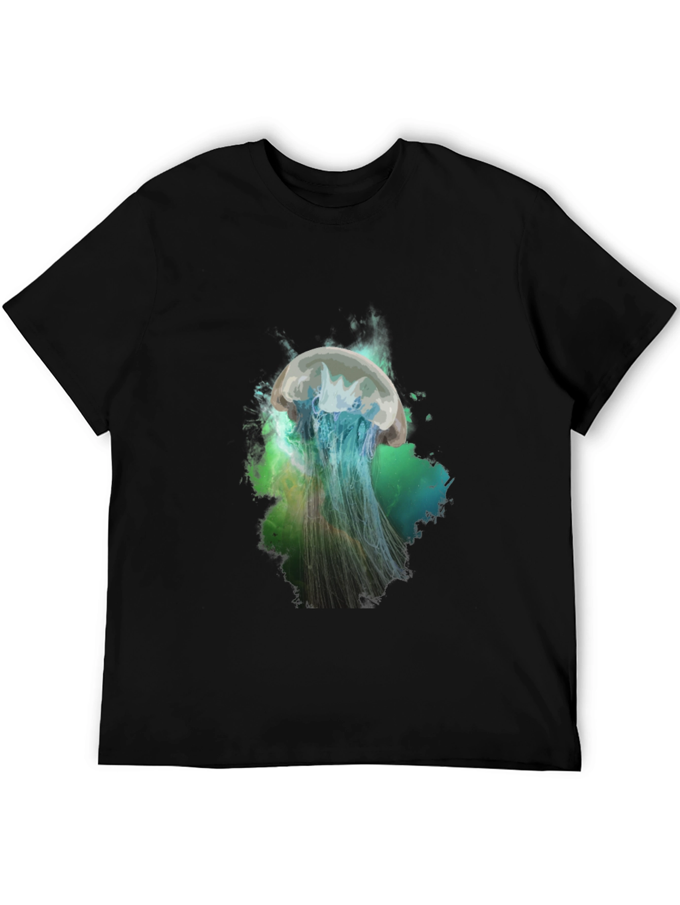 Black Jellyfish Graphic Print T-Shirt - Black view 5