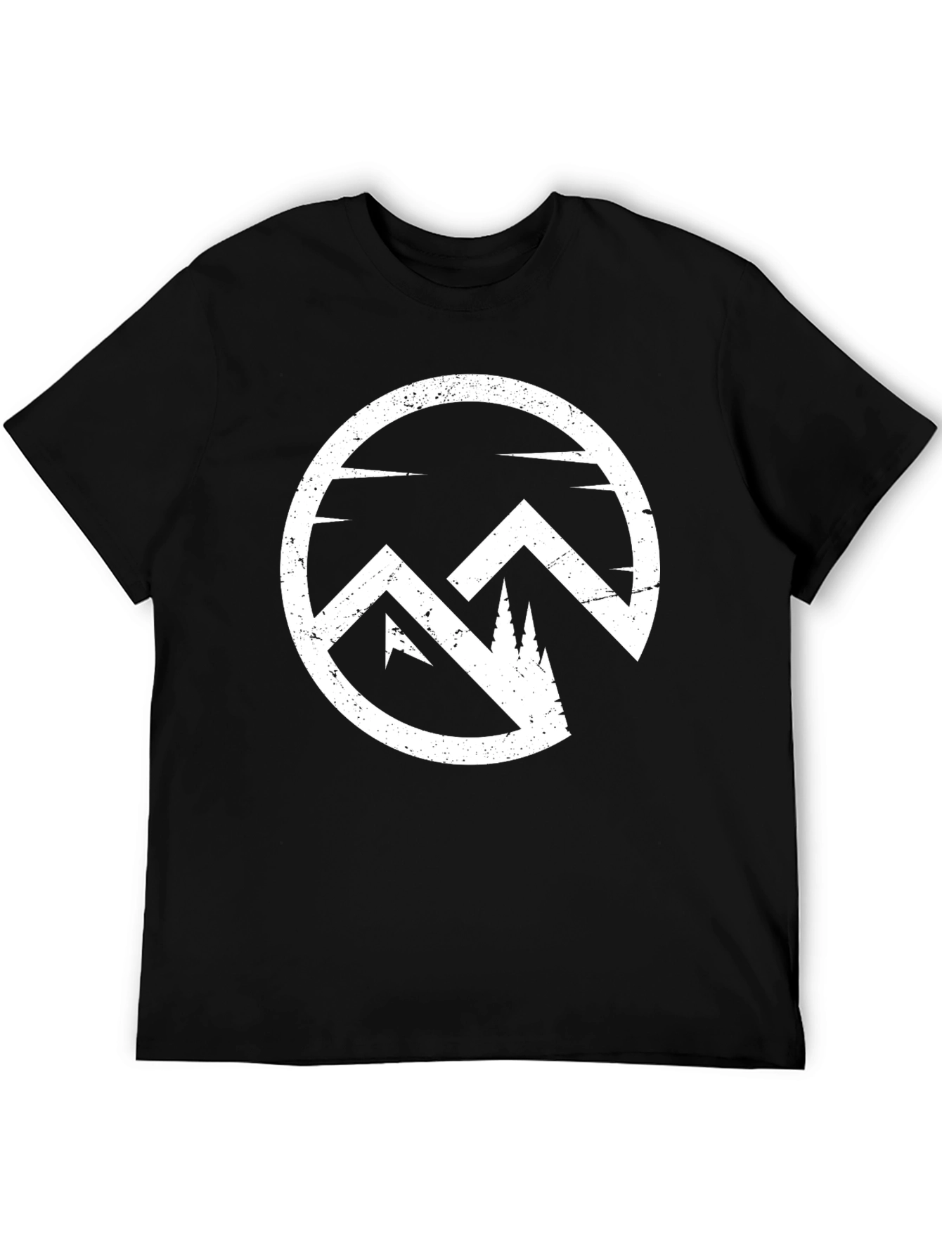 Black Mountain Circle Graphic Tee - Black Cotton Blend T-Shirt view 5