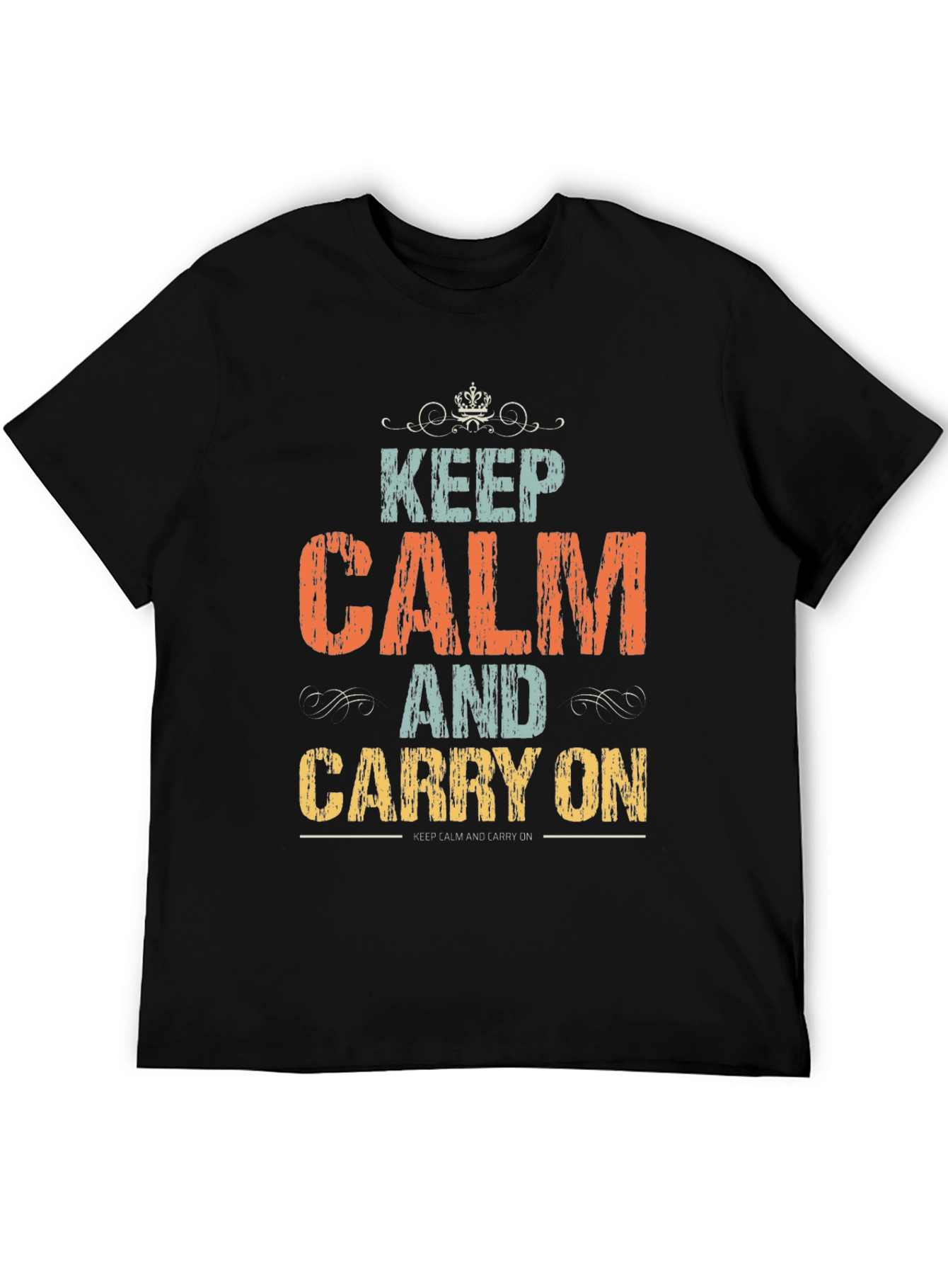 Black Keep Calm T-Shirt:  Vintage Style Graphic Tee view 5