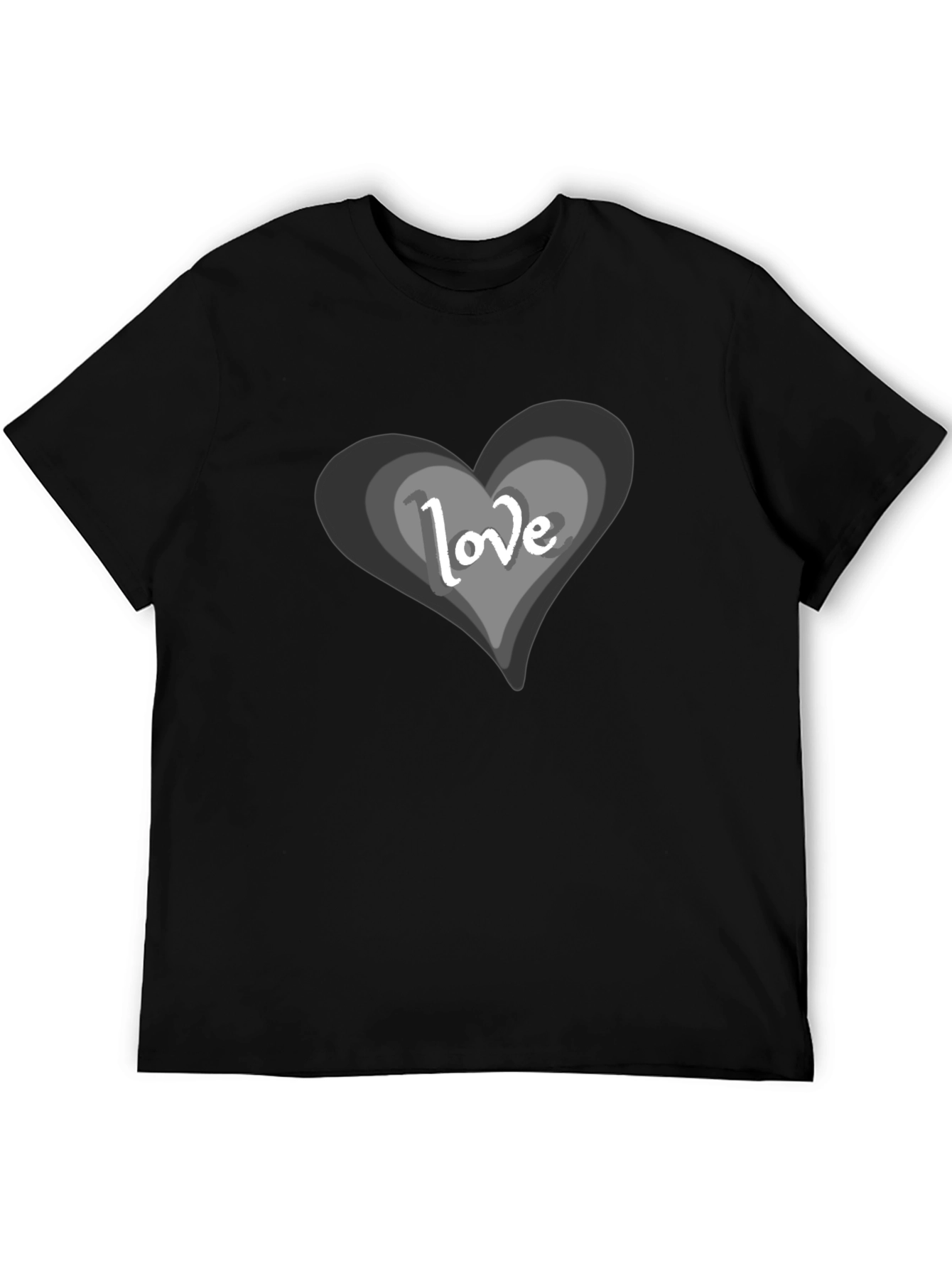 Black Love Heart Graphic Black T-Shirt view 5