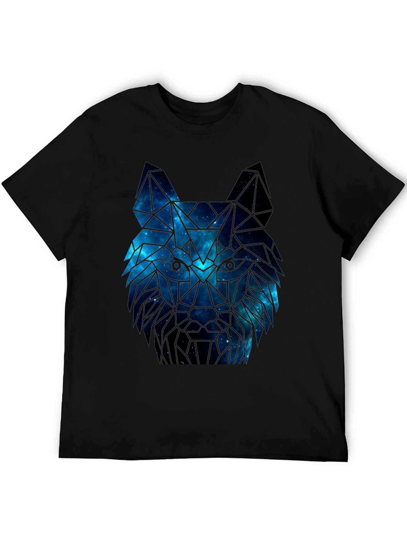Black Galaxy Wolf Graphic Tee - Men's Black T-Shirt view 5