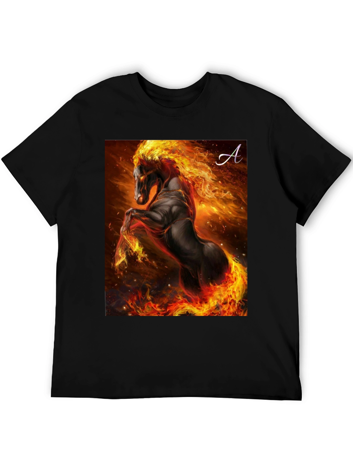 Black Fiery Horse Graphic T-Shirt - Black view 5