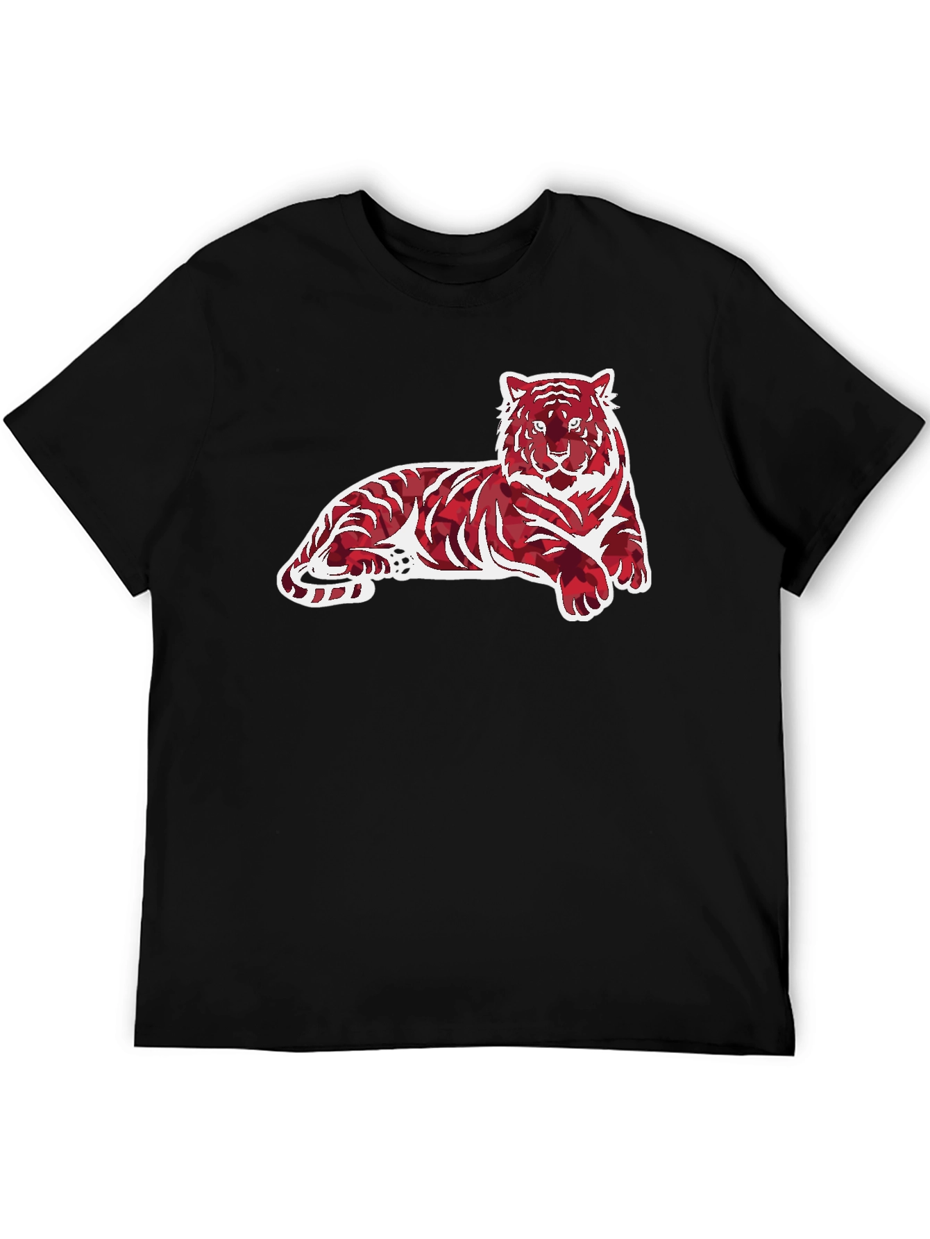 Black Tiger Print Graphic Tee - Men's Casual Wear view 5