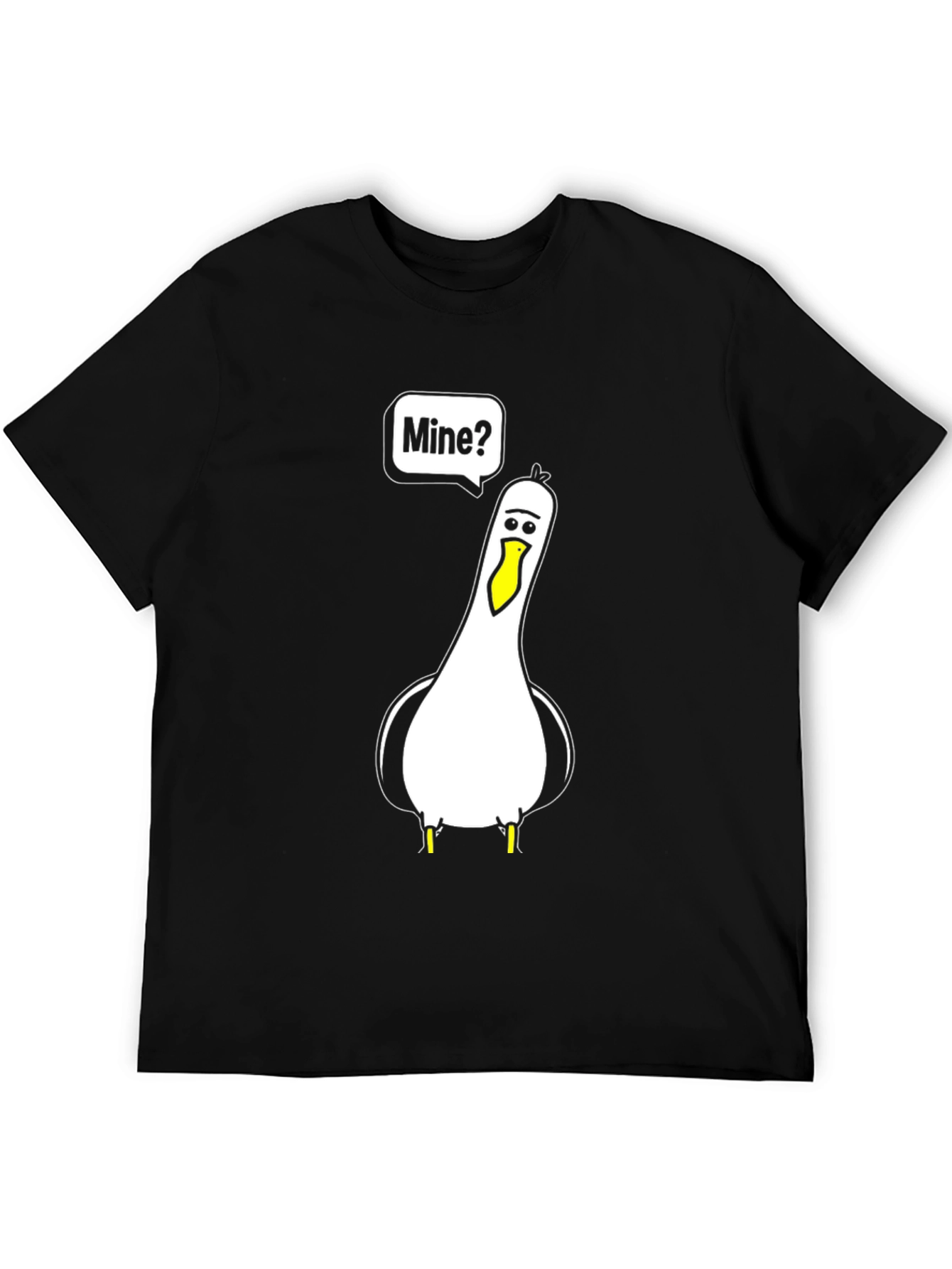 Black Funny Seagull 'Mine?' Graphic T-Shirt view 5