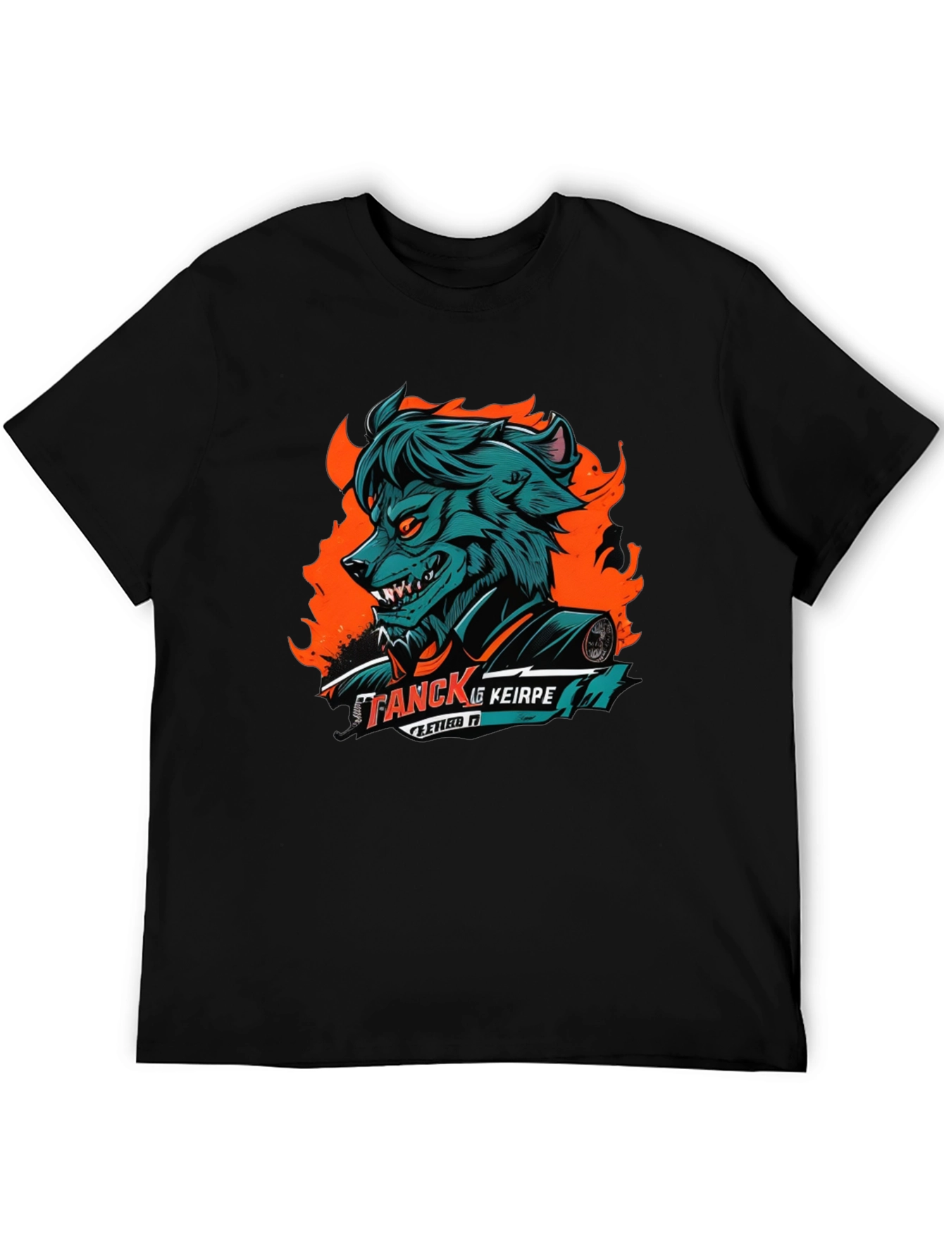 Black Wolf Graphic Black T-Shirt view 5