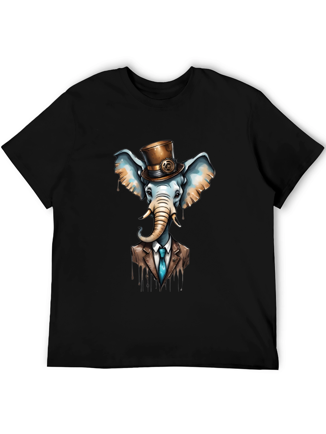 Black Steampunk Elephant T-Shirt - Classy Animal Tee view 5