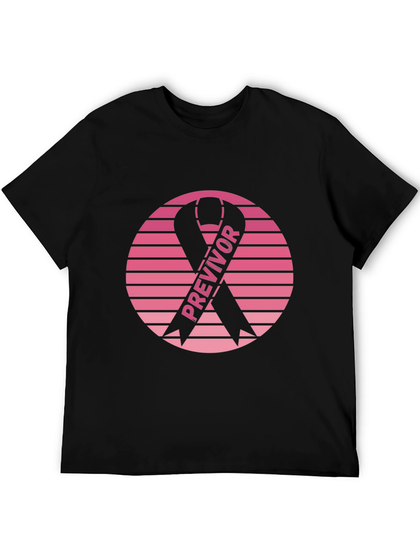 Black Previvor Ribbon Graphic Tee - Breast Cancer Awareness view 5