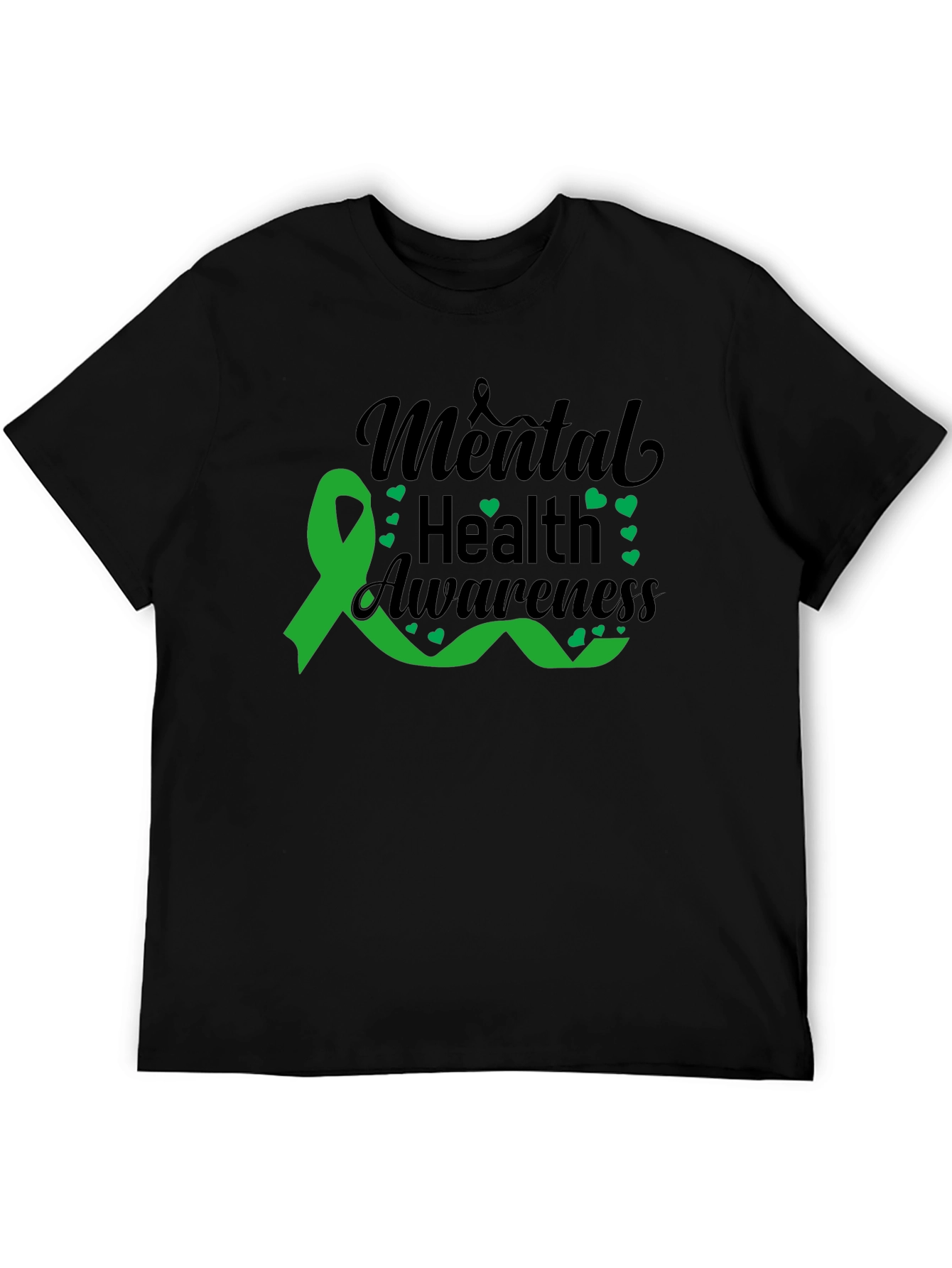Black Mental Health Awareness Ribbon Graphic T-Shirt view 5