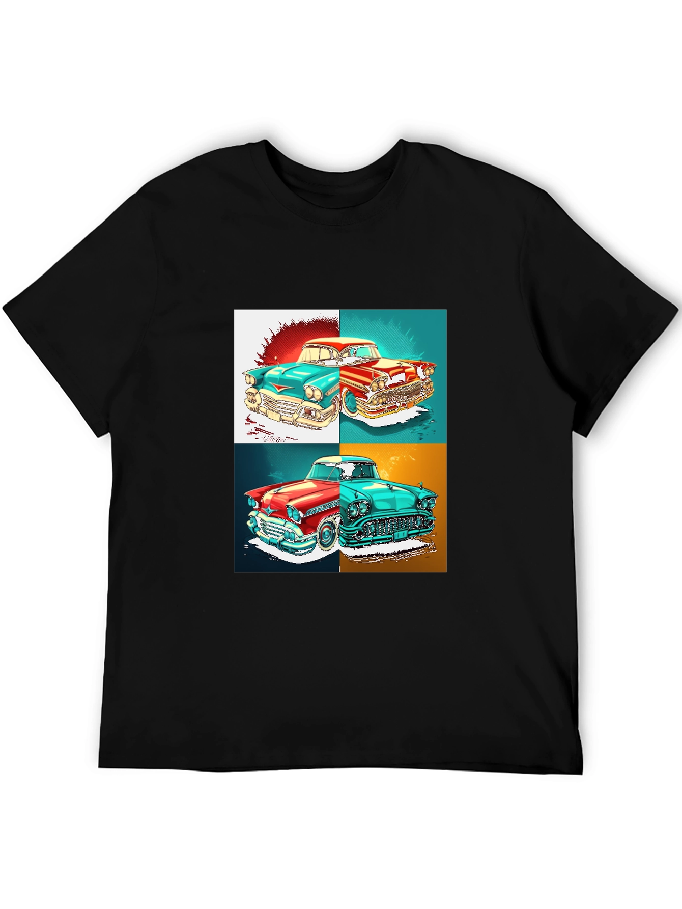 Black Classic Car Graphic T-Shirt - Retro Automotive Style view 5