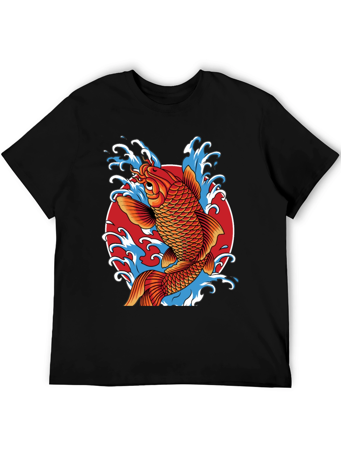 Black Koi Fish Graphic Print T-Shirt view 5