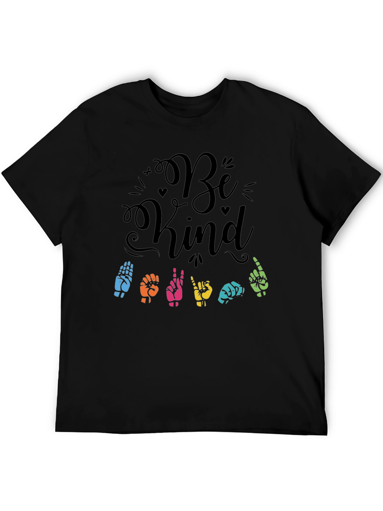 Black Be Kind Sign Language Graphic T-Shirt view 5