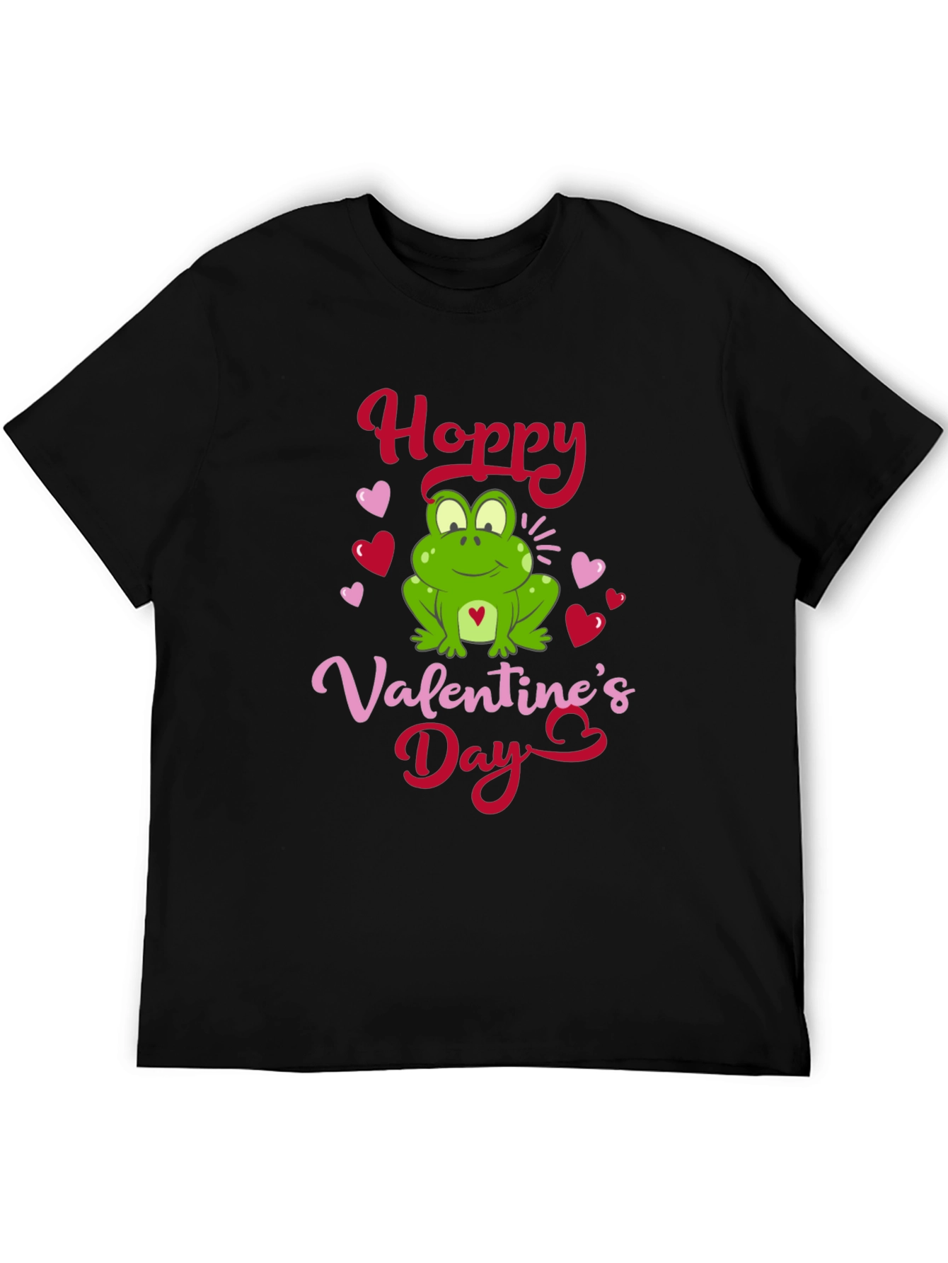 Black Hoppy Valentine's Day Frog Graphic T-Shirt view 5