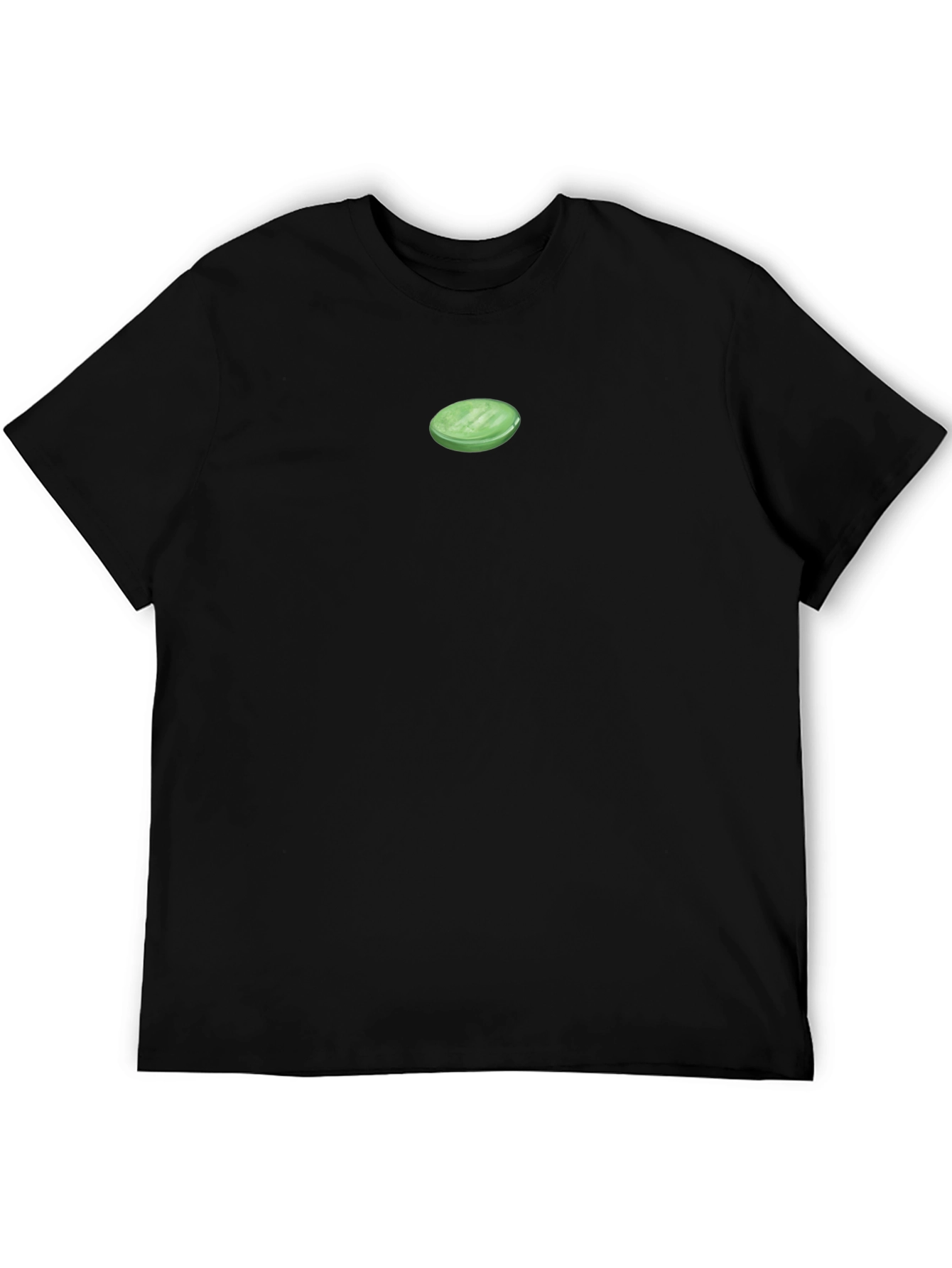 Black Men's Black T-Shirt with Green Mint Design view 5