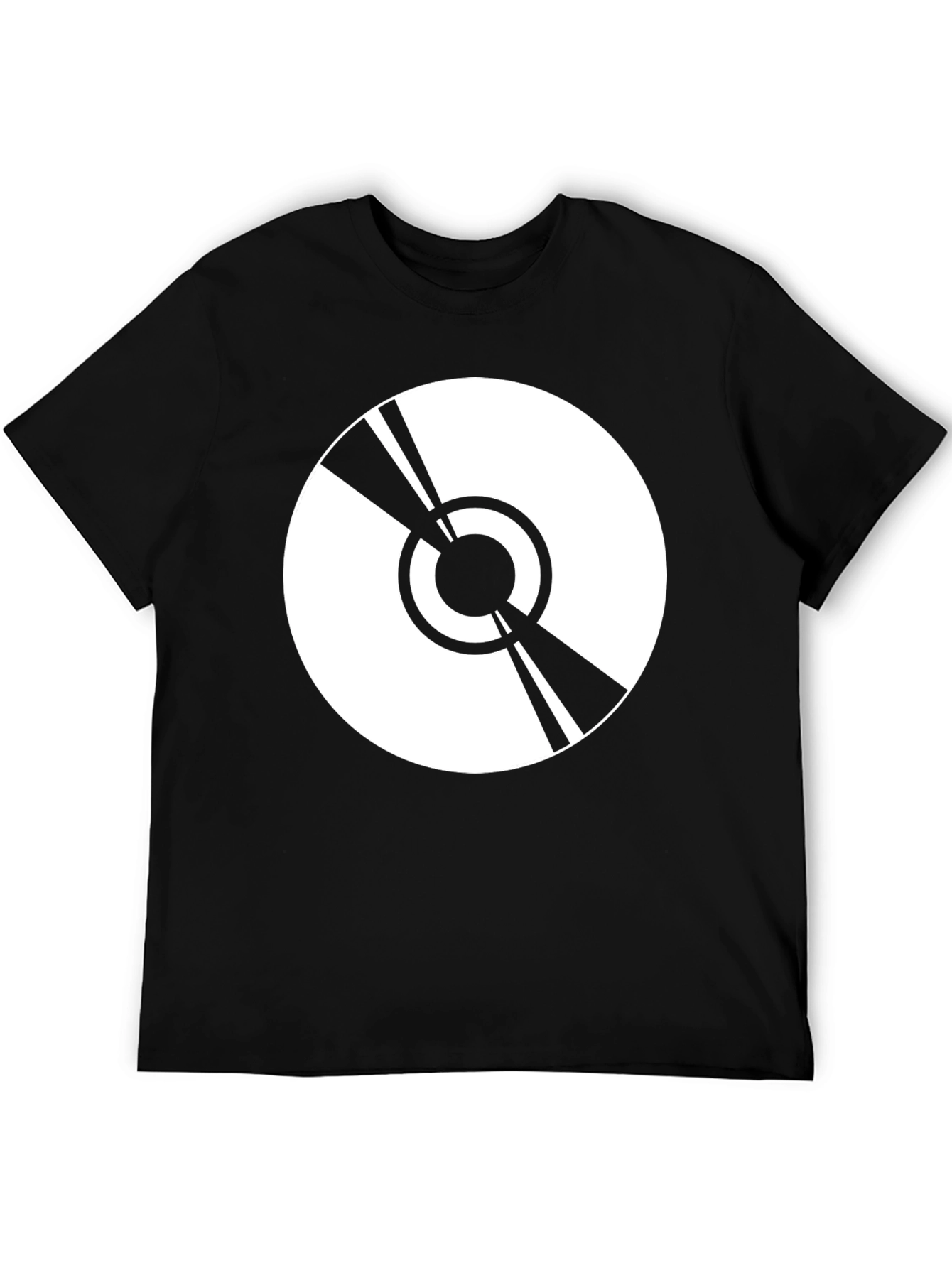 Black Minimalist Vinyl Record Graphic Black T-Shirt view 5