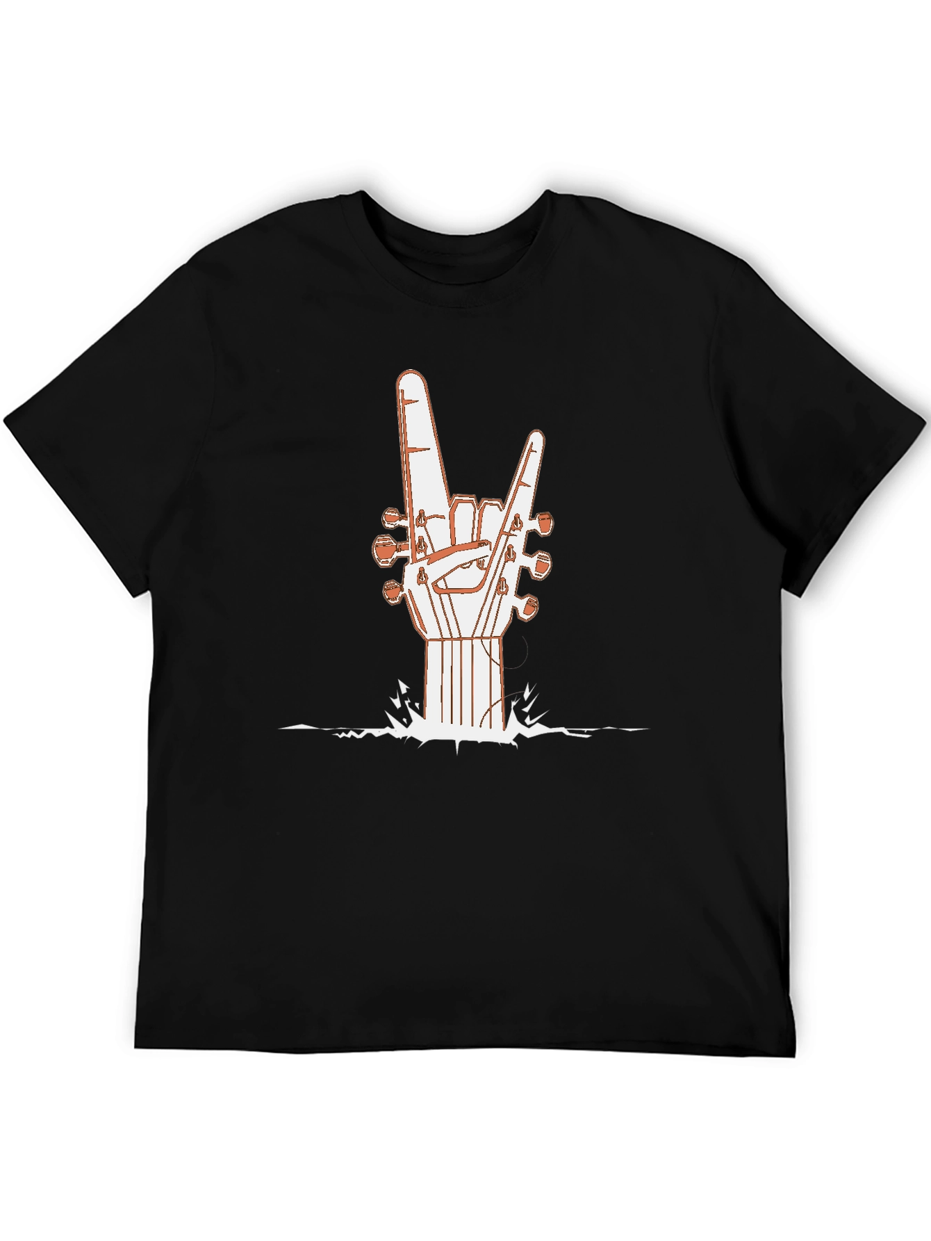 Black Rock On Guitar Hand T-Shirt - Music Lover Tee view 5