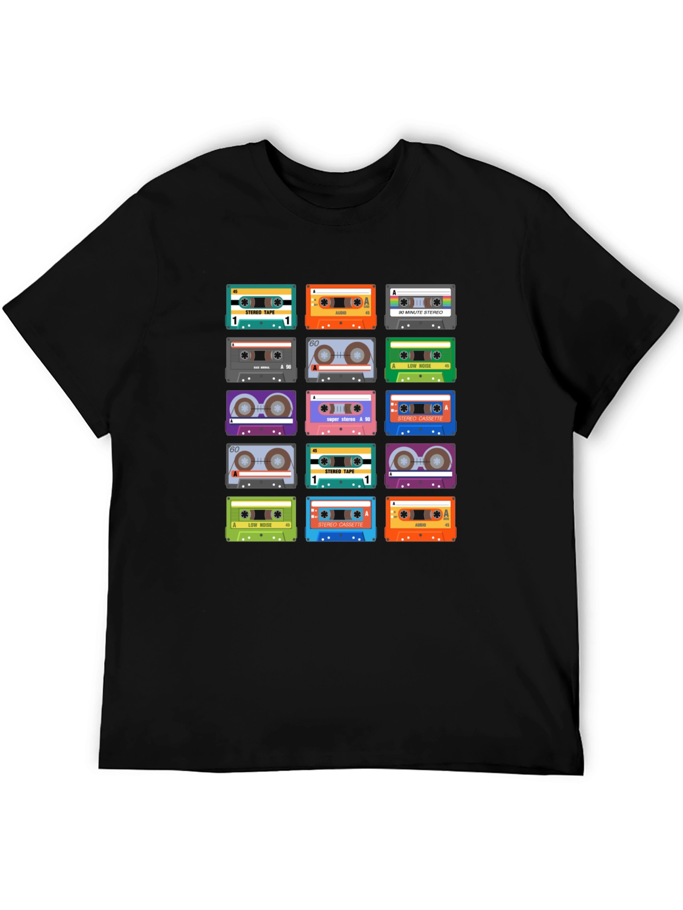 Black Retro Cassette Tape Graphic T-Shirt view 5