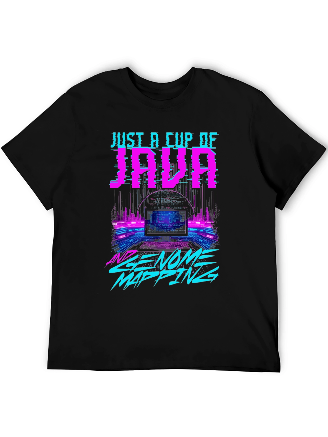 Black Just a Cup of JAVA and Genome Mapping Graphic T-Shirt view 5