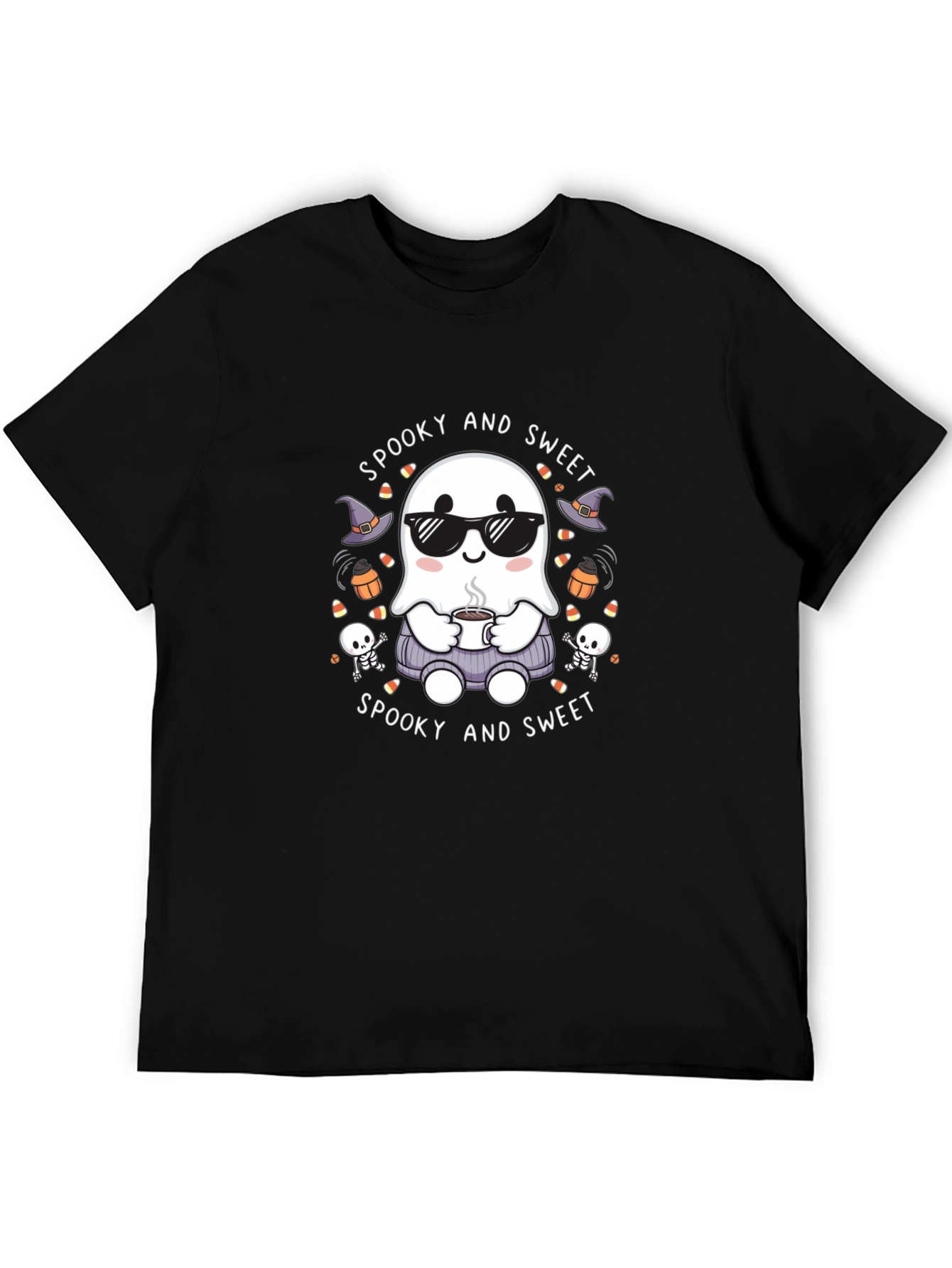 Black Spooky and Sweet Ghost Halloween T-Shirt view 5
