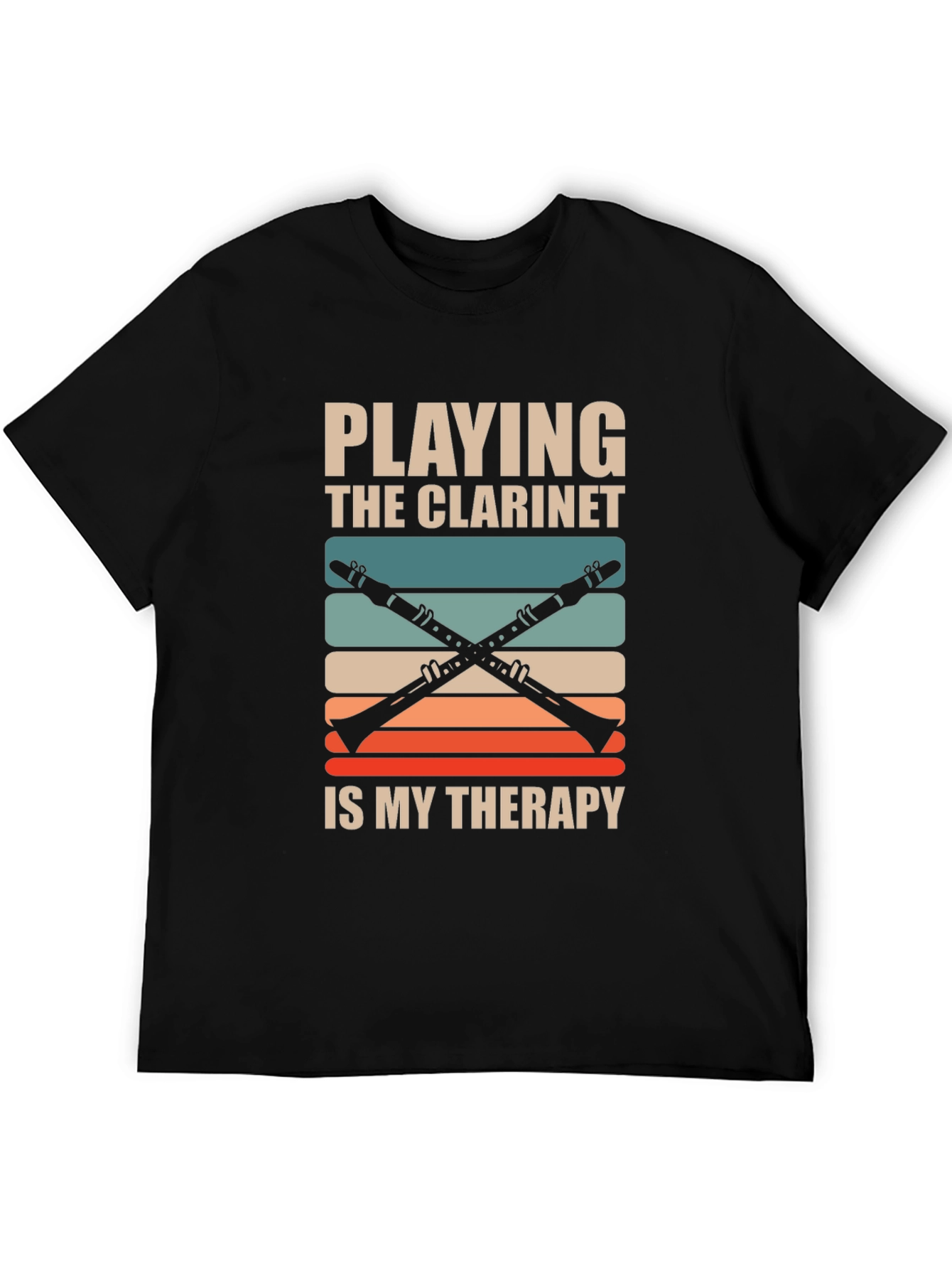 Black Clarinet Therapy T-Shirt - Musician Gift view 5