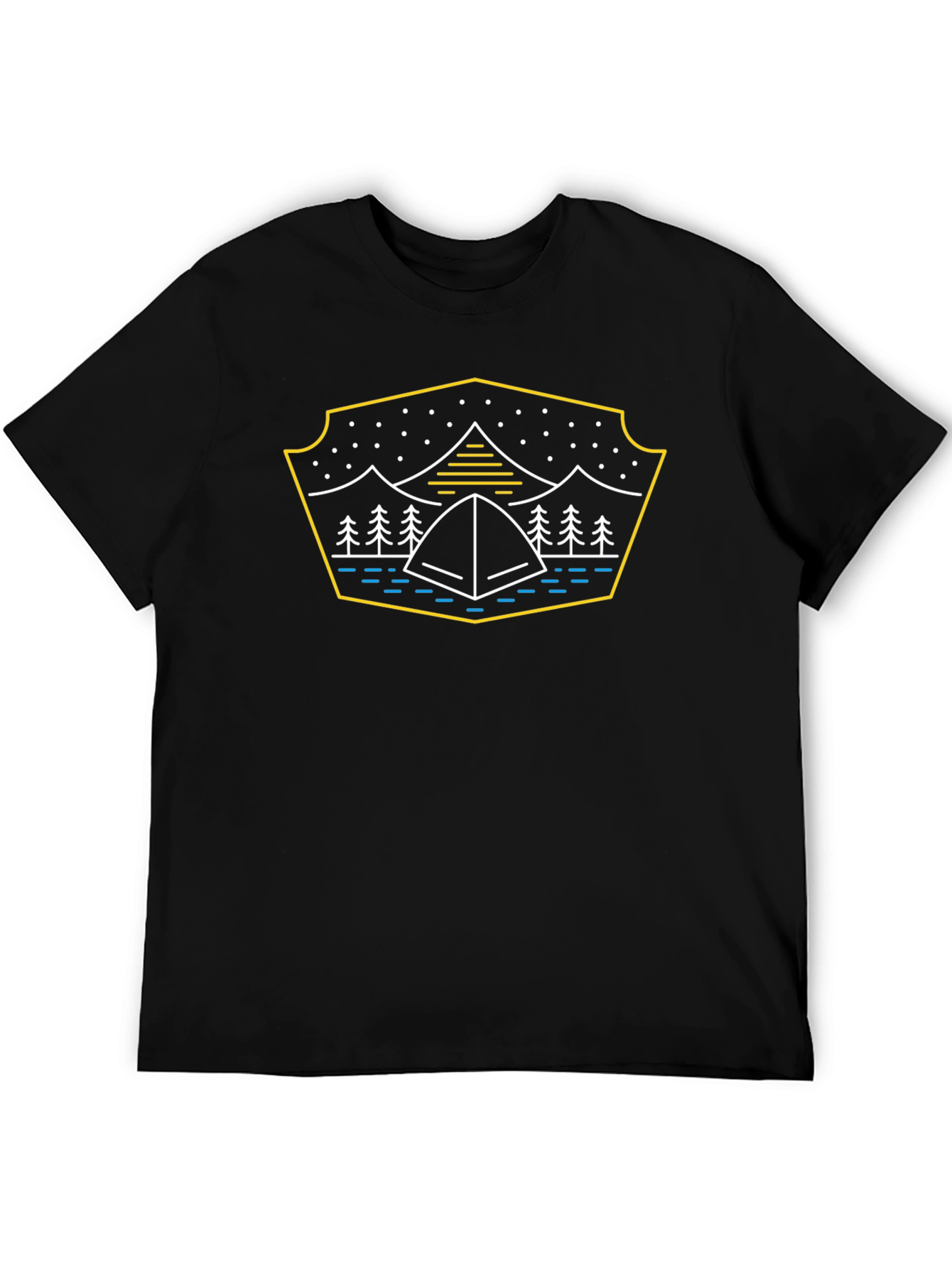 Black Camping Tent Graphic T-Shirt - Black view 5