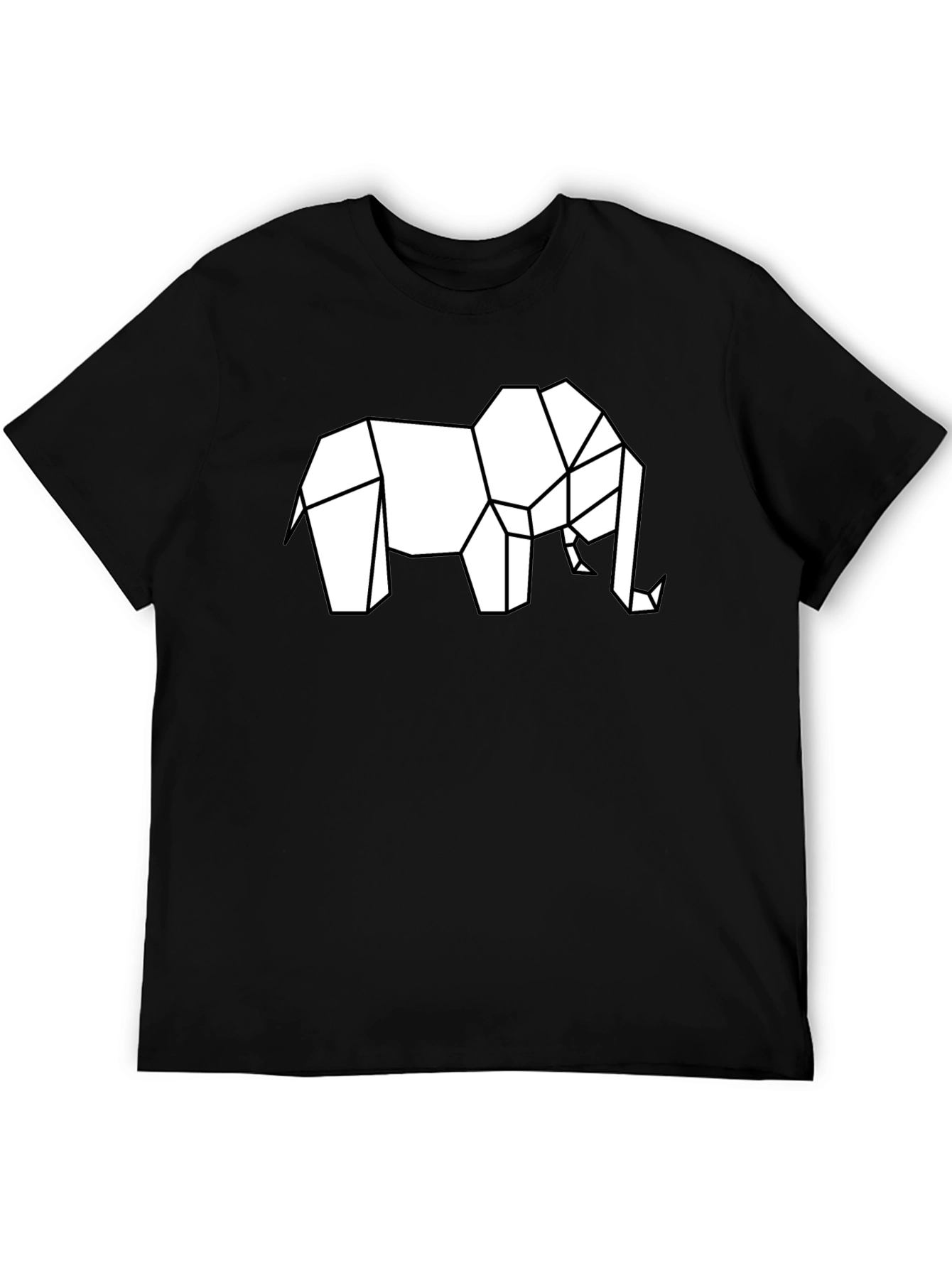 Black Geometric Elephant Graphic T-Shirt view 5