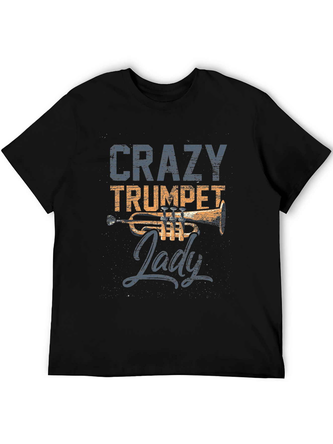 Black Crazy Trumpet Lady T-Shirt view 5
