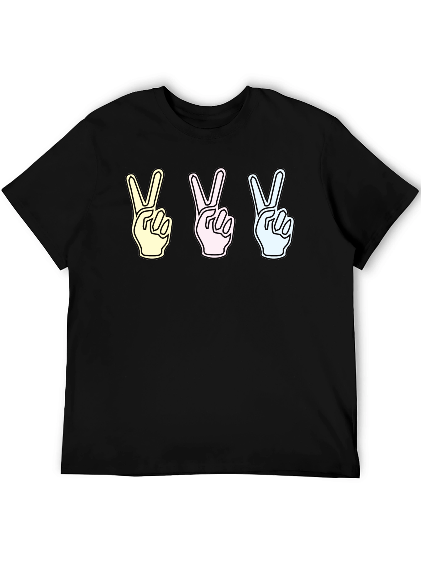Black Peace Sign T-Shirt - Pastel Gesture Tee view 5