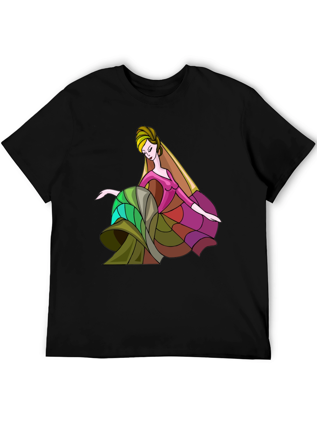Black Artistic Woman Graphic Print Black Tee view 5